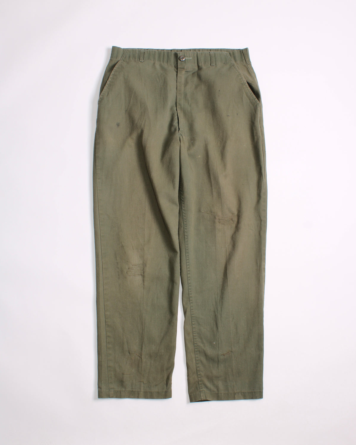 US ARMY VINTAGE OG 507 FATIGUE PAINTER PANTS OLIVE GREEN - W36