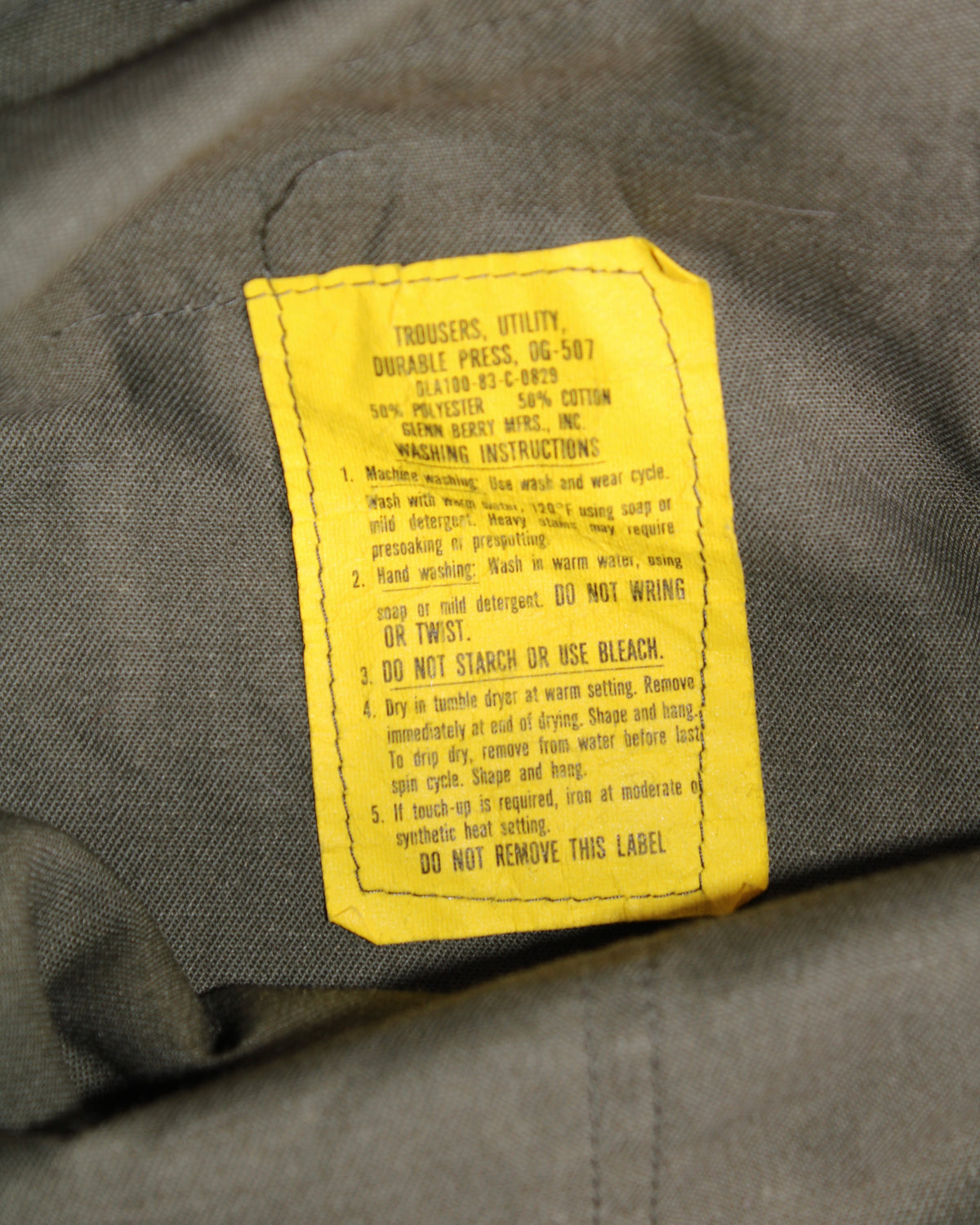 US ARMY VINTAGE OG 507 FATIGUE PANTS OLIVE GREEN - W40
