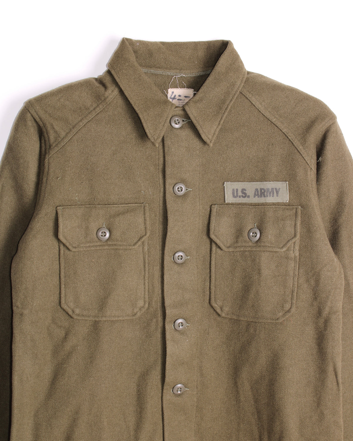 US ARMY VINTAGE OG 108 WOOL SHIRT OLIVE GREEN - SMALL