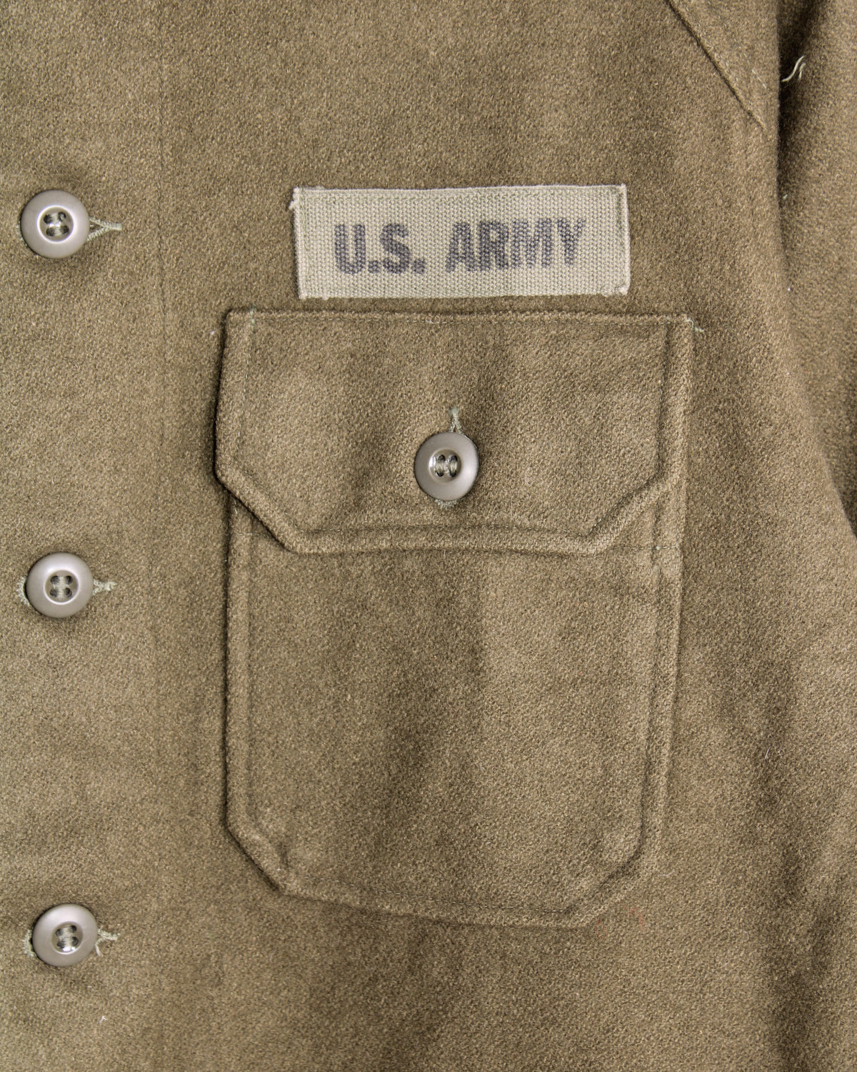 US ARMY VINTAGE OG 108 WOOL SHIRT OLIVE GREEN - SMALL