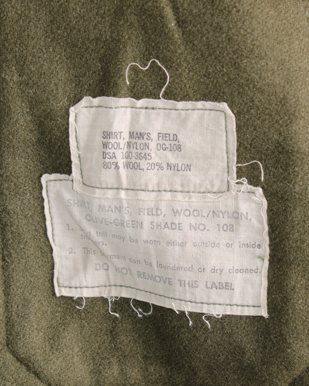 US ARMY VINTAGE OG 108 WOOL SHIRT OLIVE GREEN - SMALL
