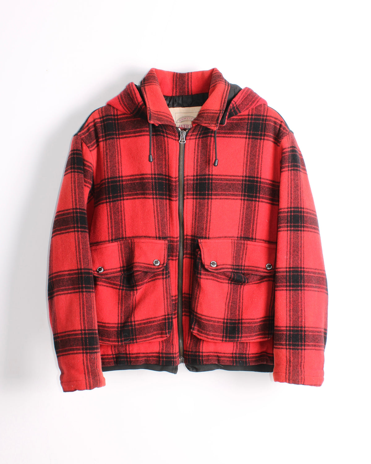 AVIREX VINTAGE WOOL BOMBER JACKET TARTAN RED - XL
