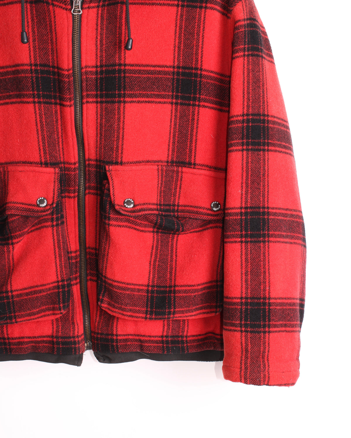 AVIREX VINTAGE WOOL BOMBER JACKET TARTAN RED - XL