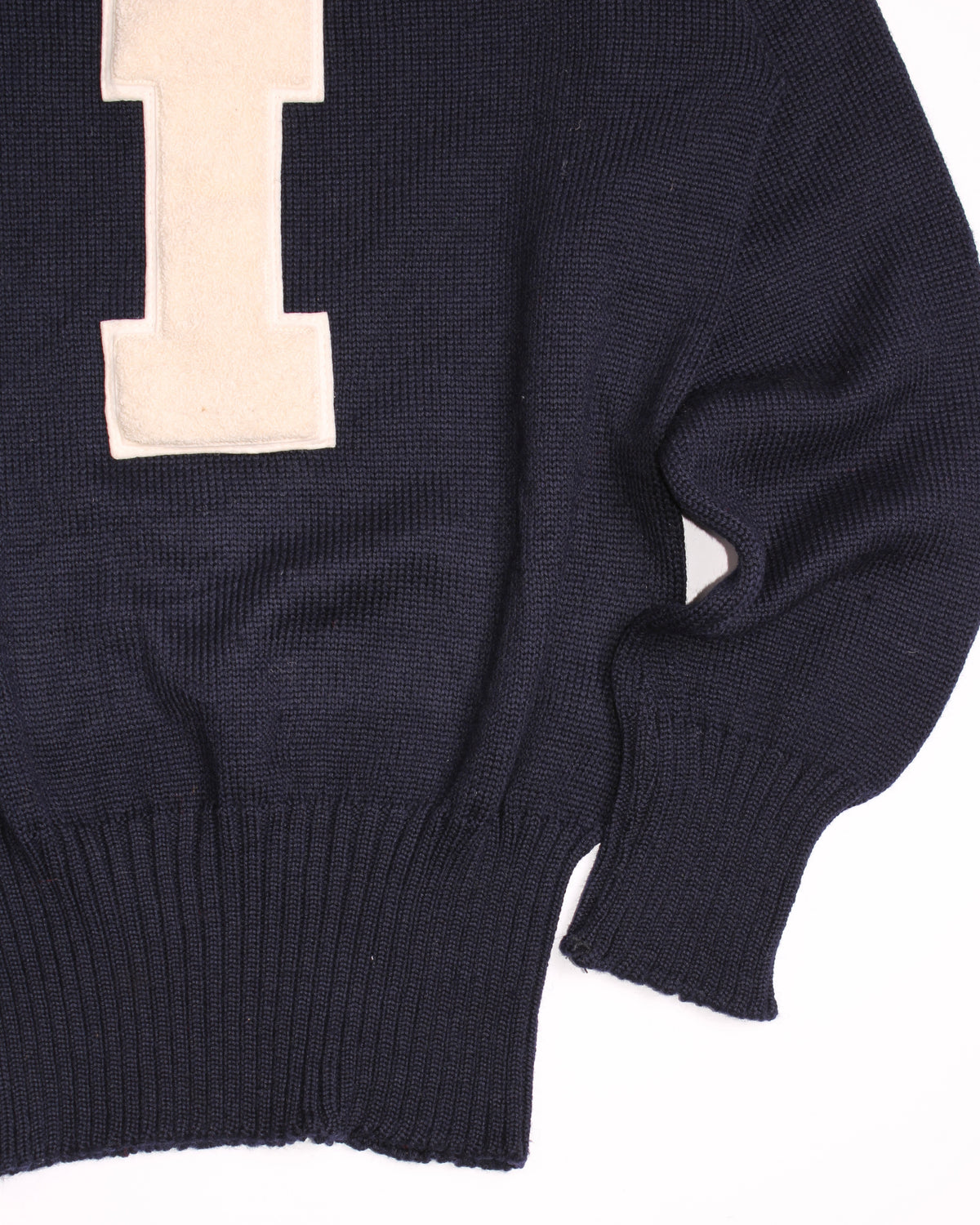 VINTAGE 60S VARSITY LETTERMAN SWEATER SAND KNITTING MILLS BLUE - M/L