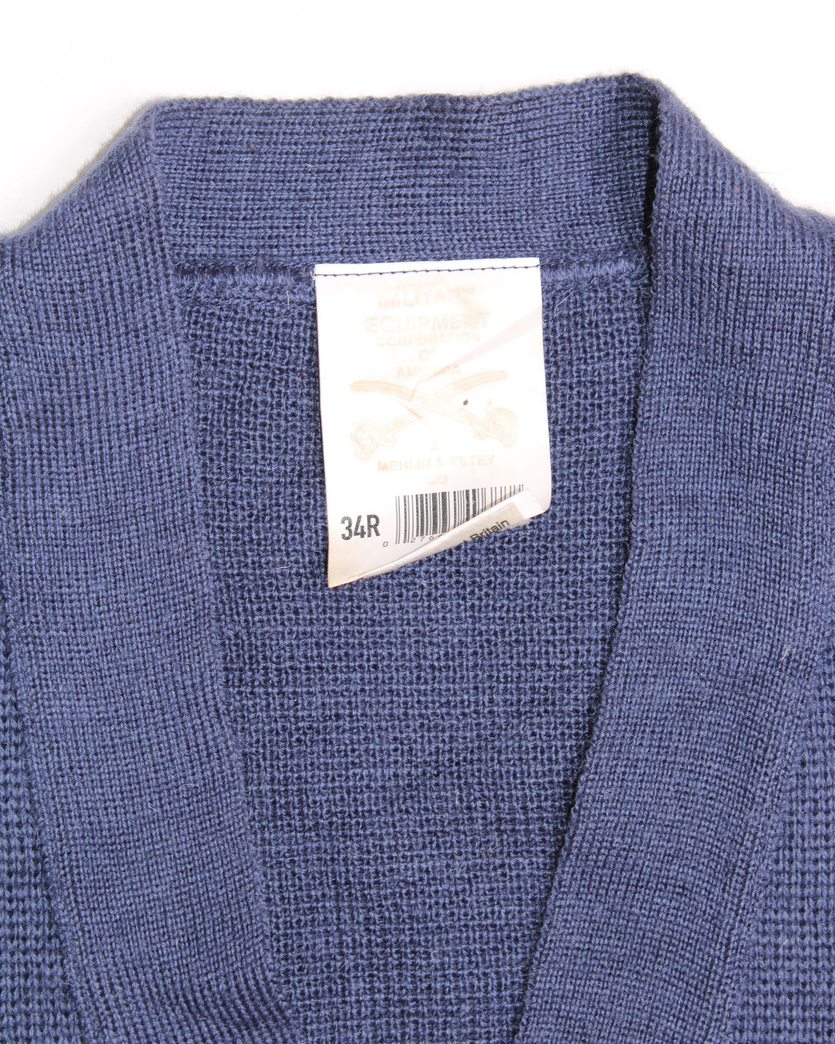 US ARMY VINTAGE WOOL CARDIGAN KNIT BLUE - XS/S