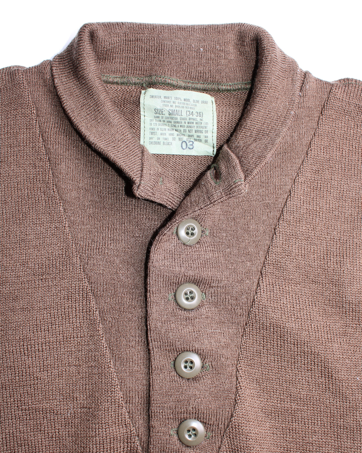 US ARMY VINTAGE WOOL HENLEY KNIT OLIVE GREEN