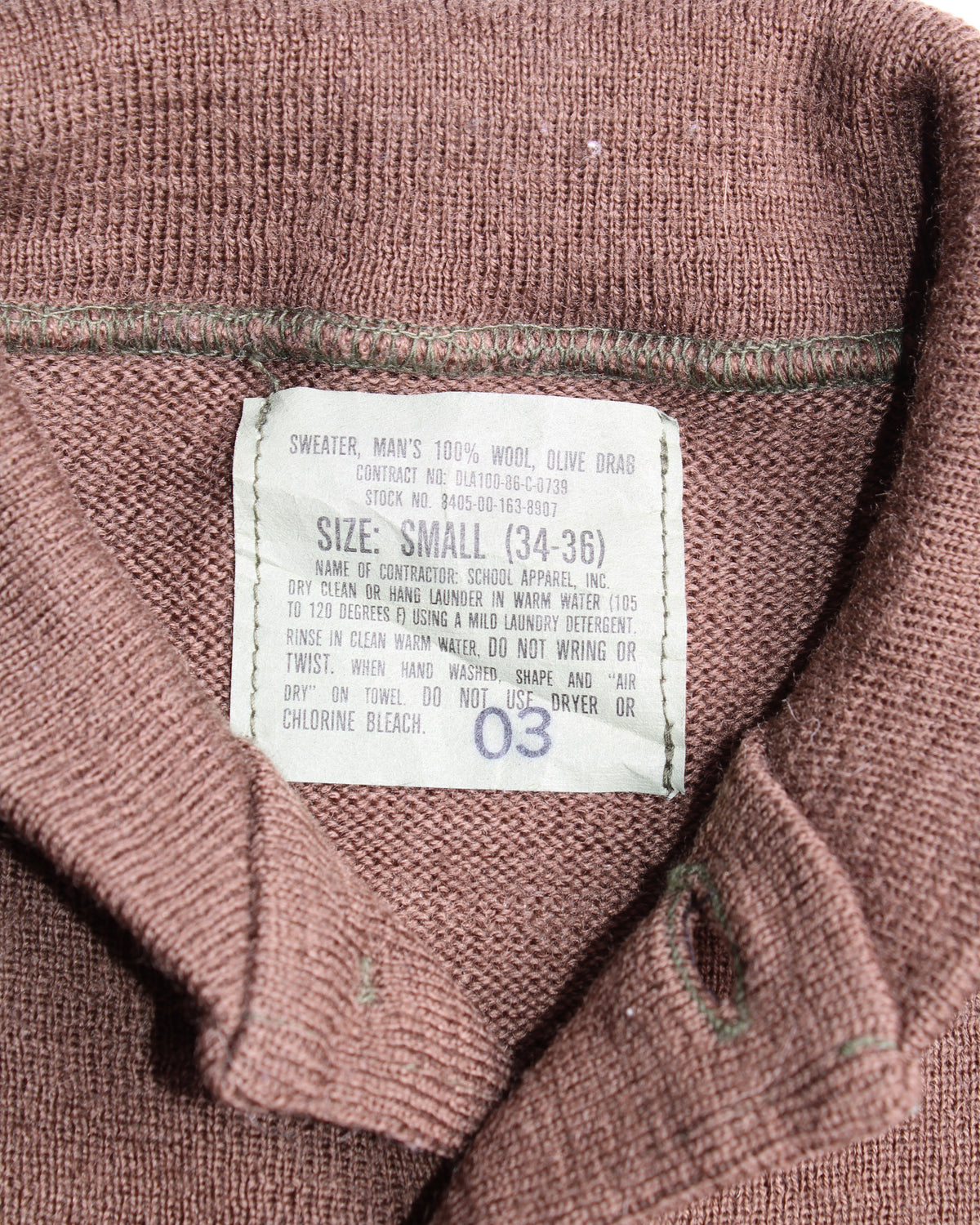 US ARMY VINTAGE WOOL HENLEY KNIT OLIVE GREEN
