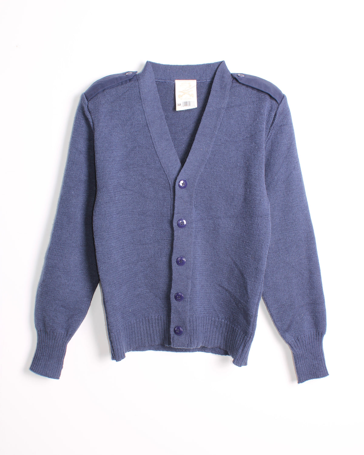 US ARMY VINTAGE WOOL CARDIGAN KNIT BLUE - XS/S