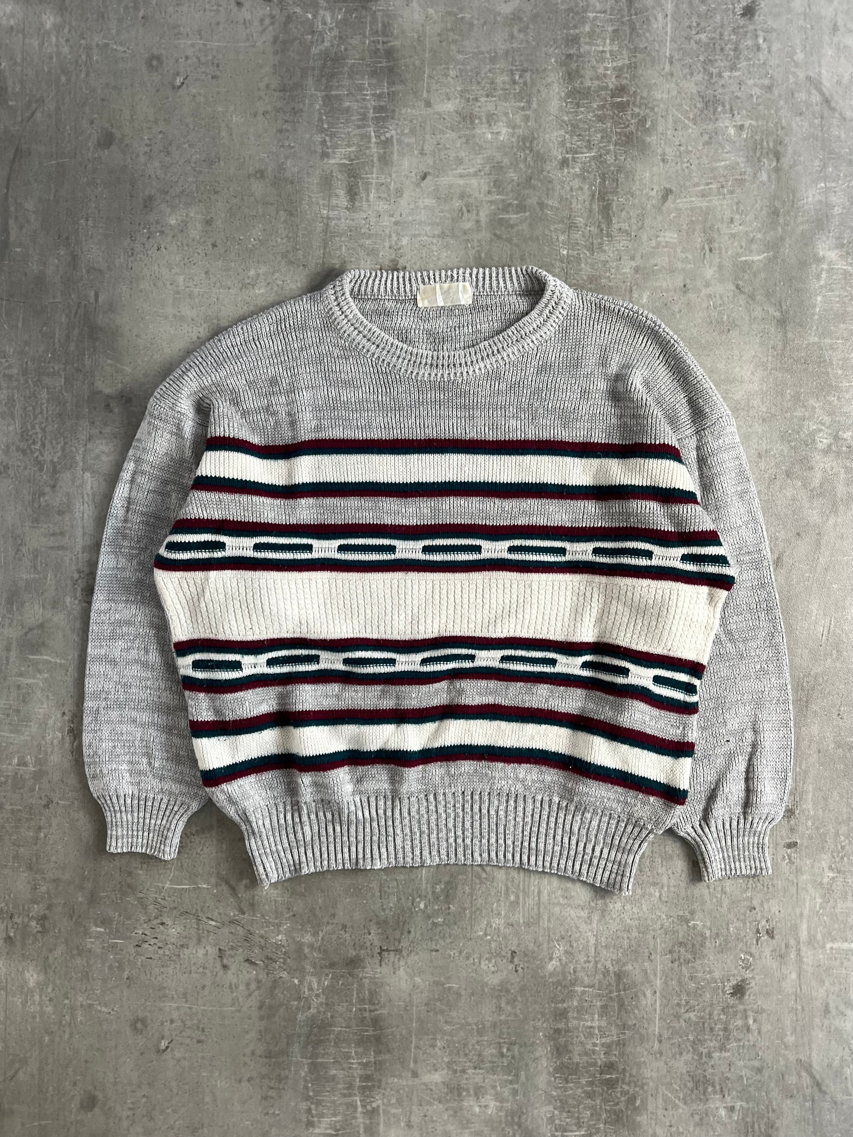 VINTAGE COSBY PATTERN STRUCTURED KNIT GREY - S/M