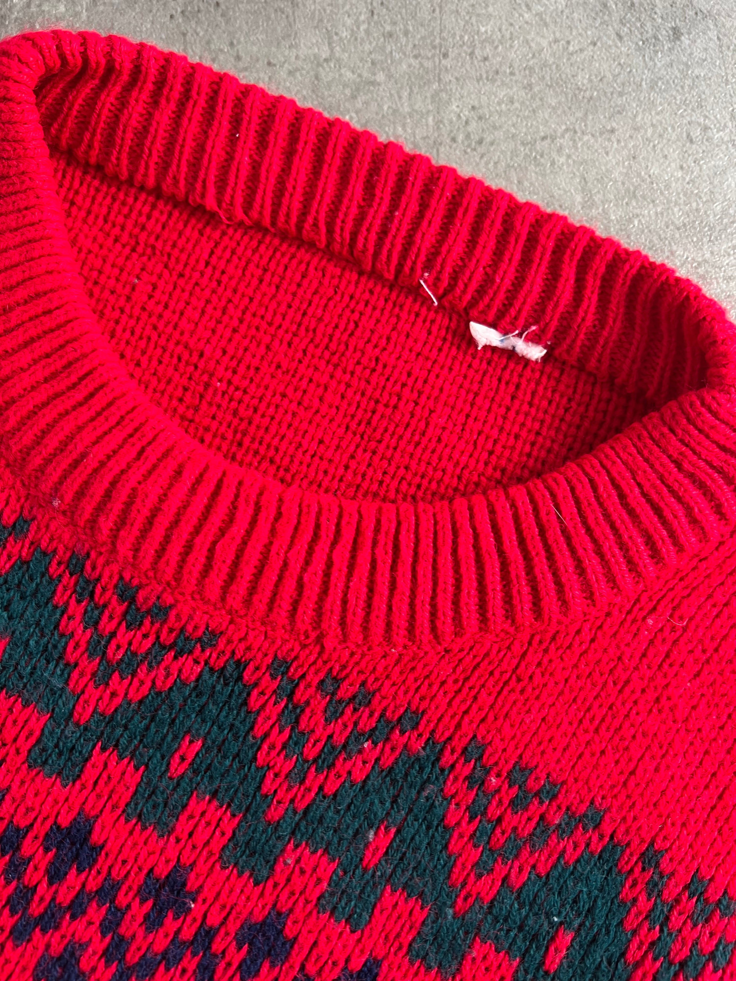 VINTAGE COSBY PATTERN KNIT RED - M/L