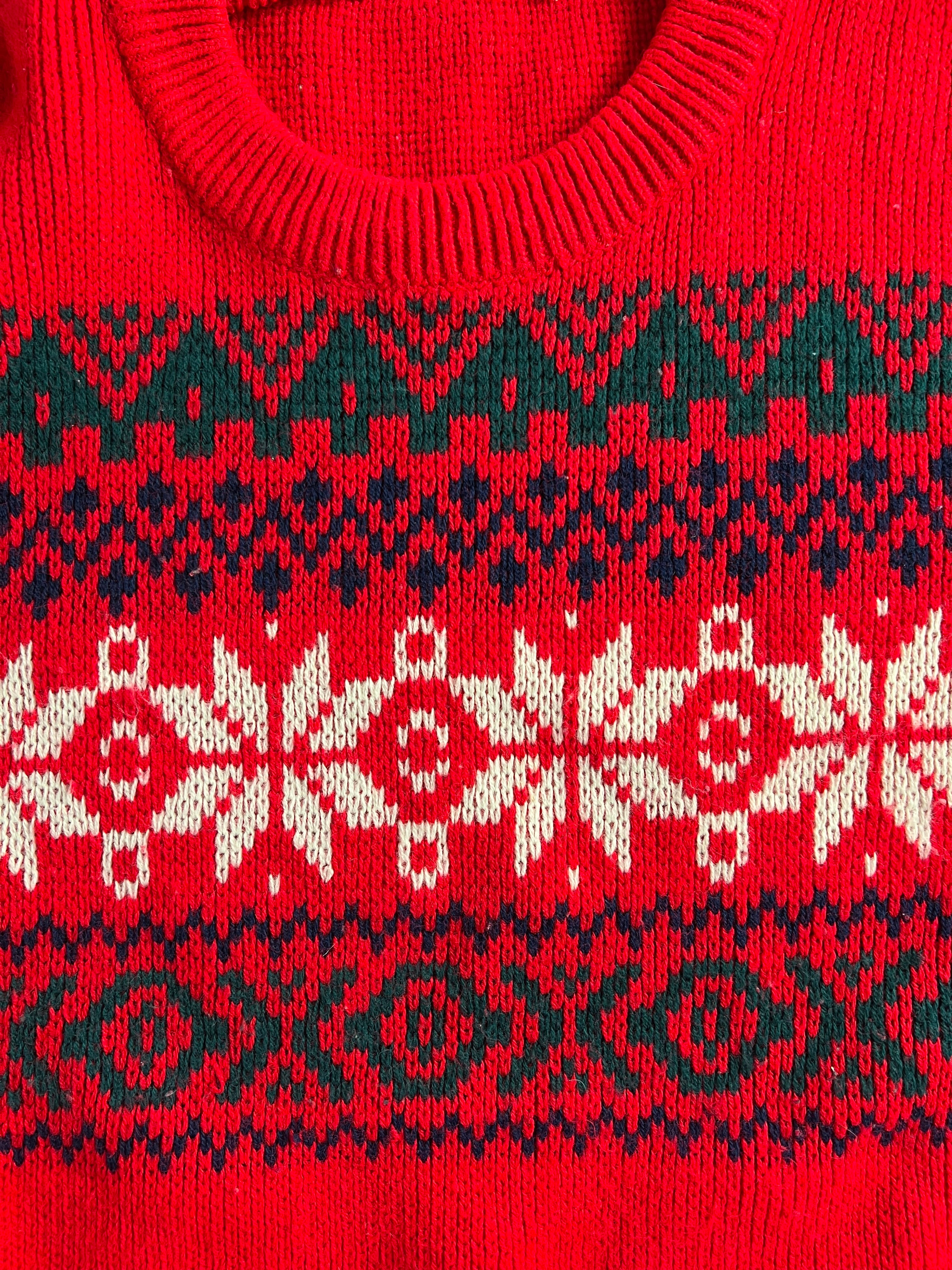 VINTAGE COSBY PATTERN KNIT RED - M/L