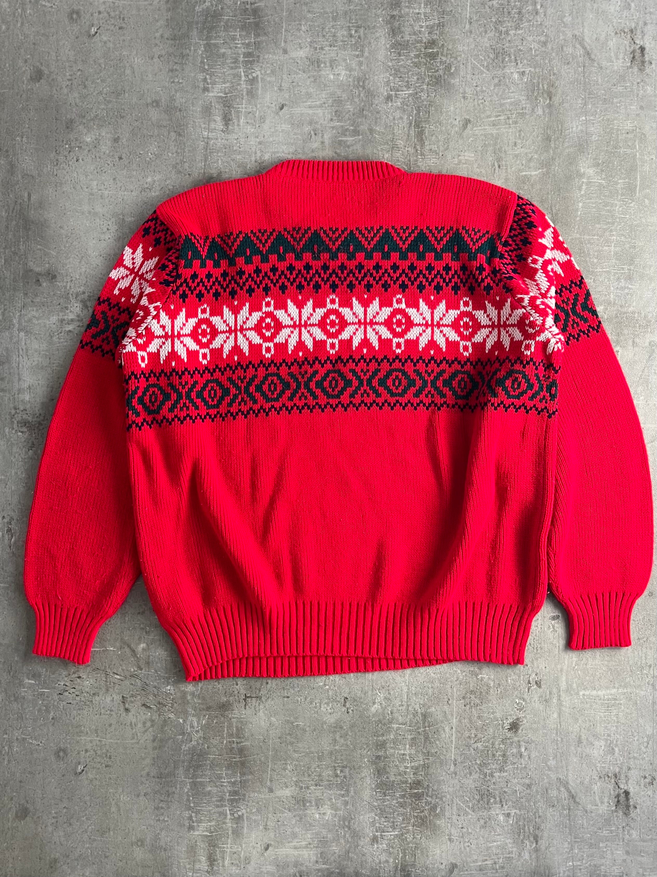VINTAGE COSBY PATTERN KNIT RED - M/L