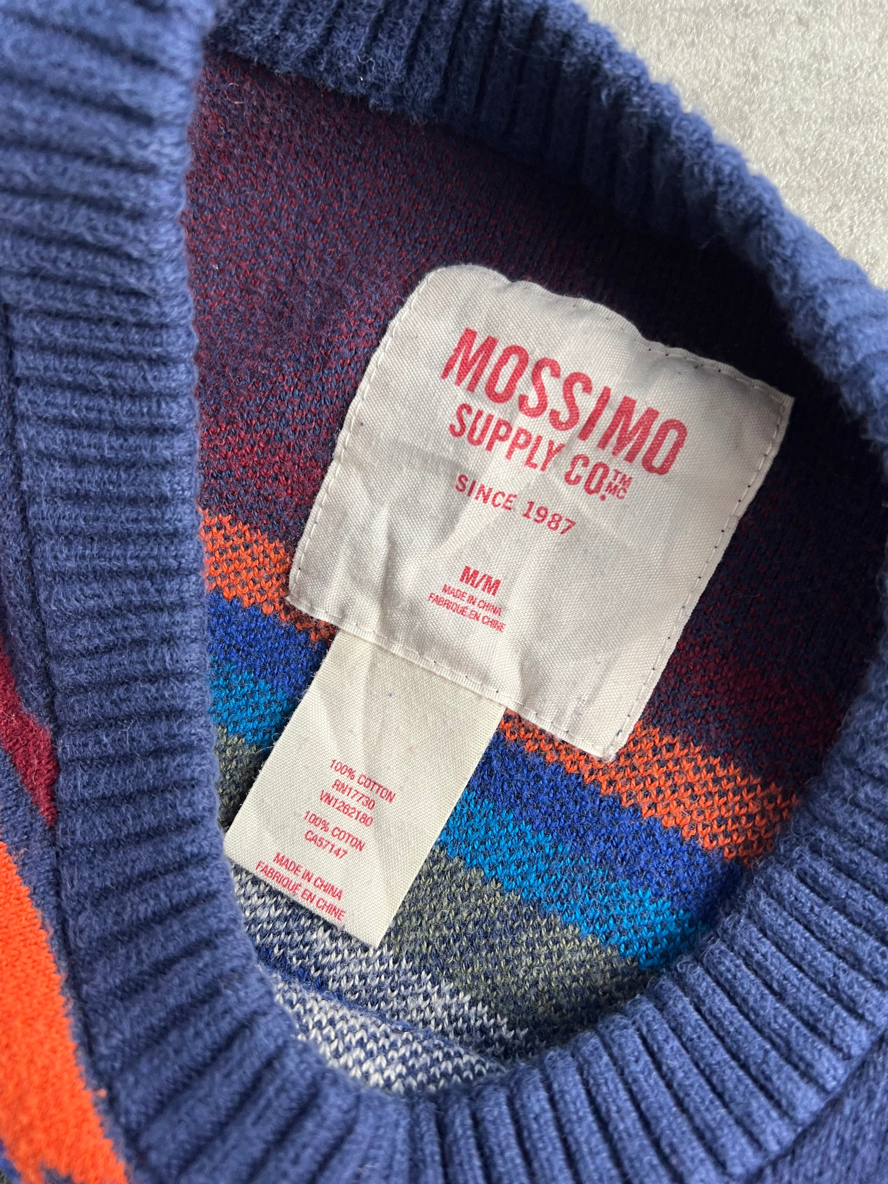 VINTAGE AZTEC PATTERN KNIT BLUE - M