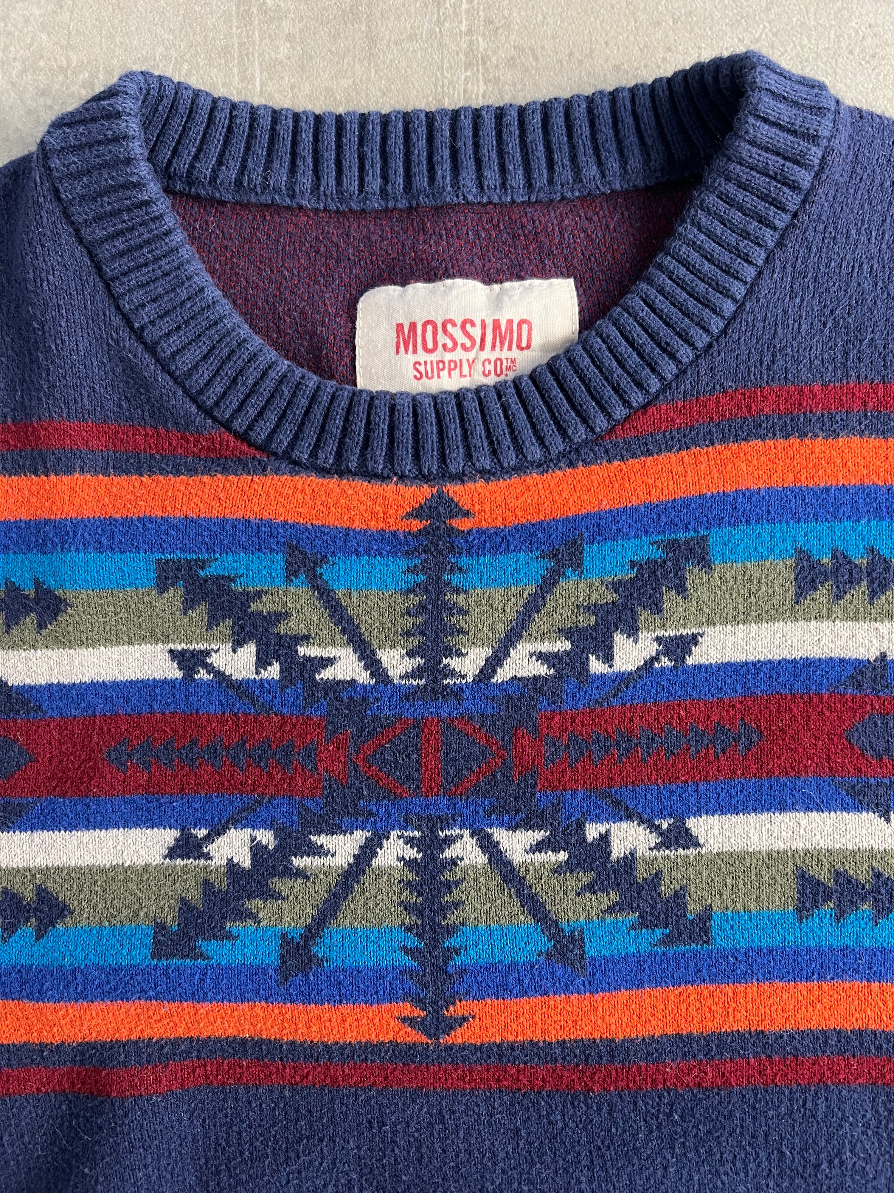 VINTAGE AZTEC PATTERN KNIT BLUE - M