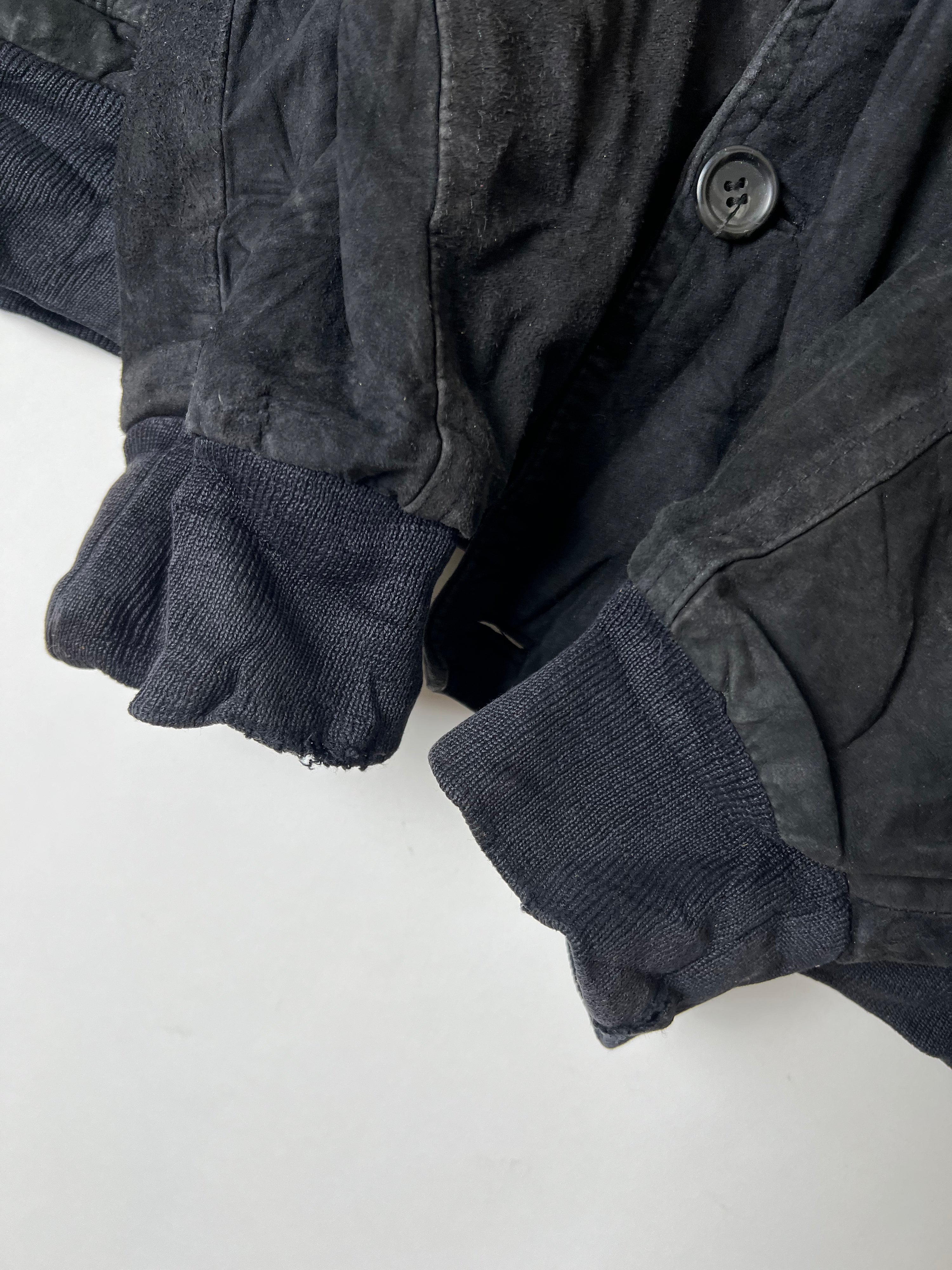 VINTAGE SUEDE BOMBER LEATHER JACKET BLACK - M/L