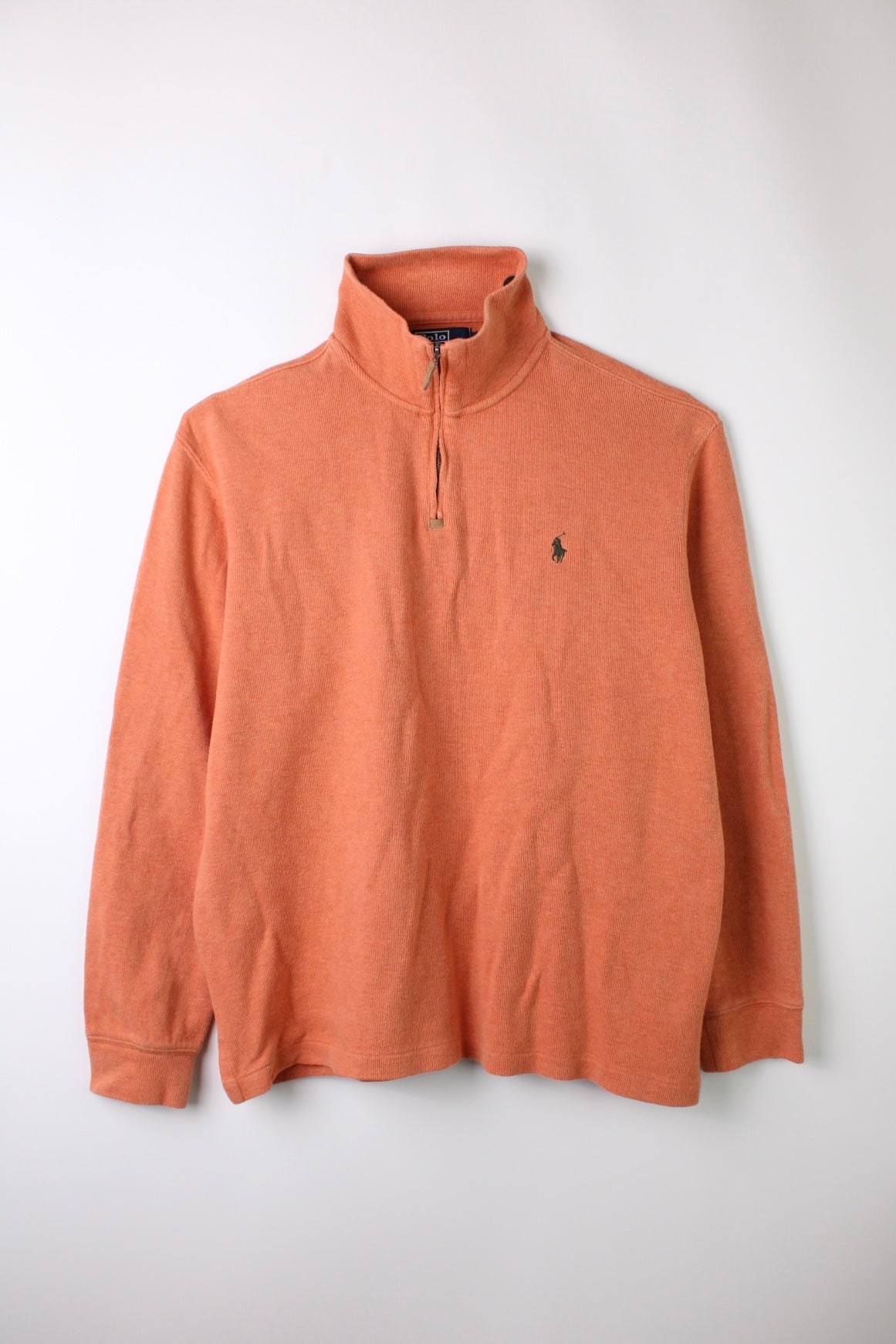 RALPH LAUREN QUARTER ZIP SWEATER ORANGE - L