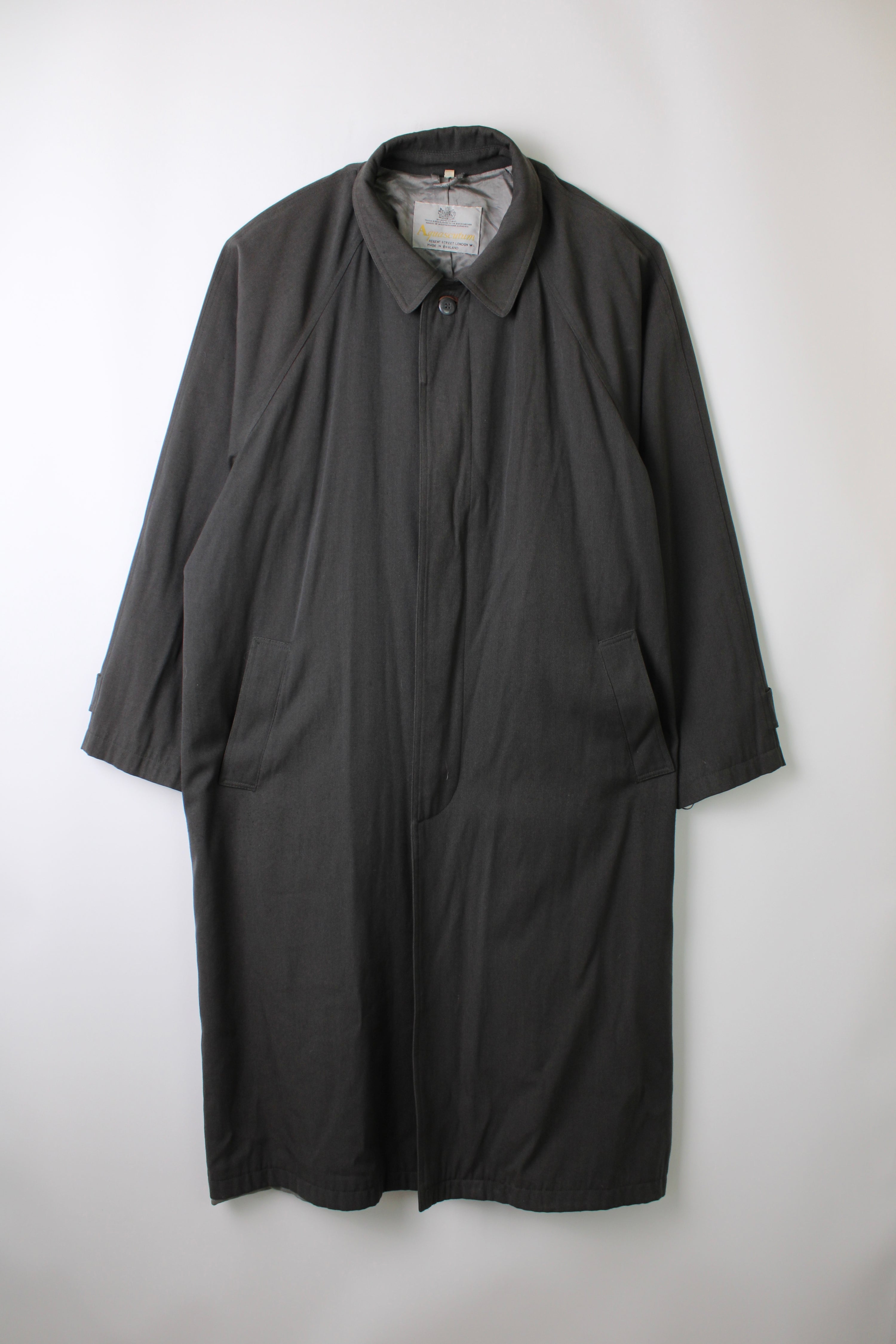 AQUASCUTUM VINTAGE TRENCH COAT DARK GRAY - L/XL