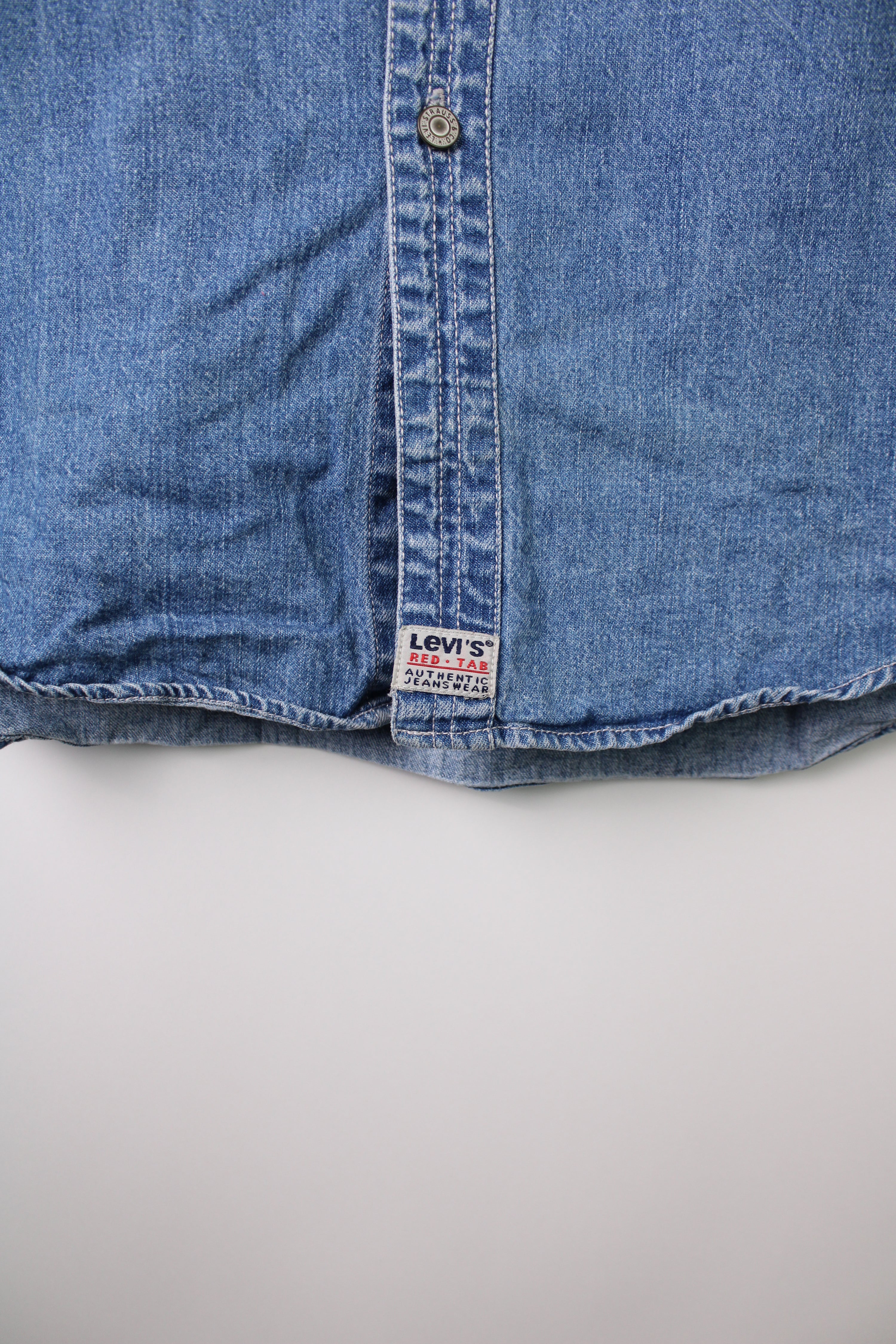LEVIS VINTAGE DENIM SHIRT BLUE 1990S VTG - L