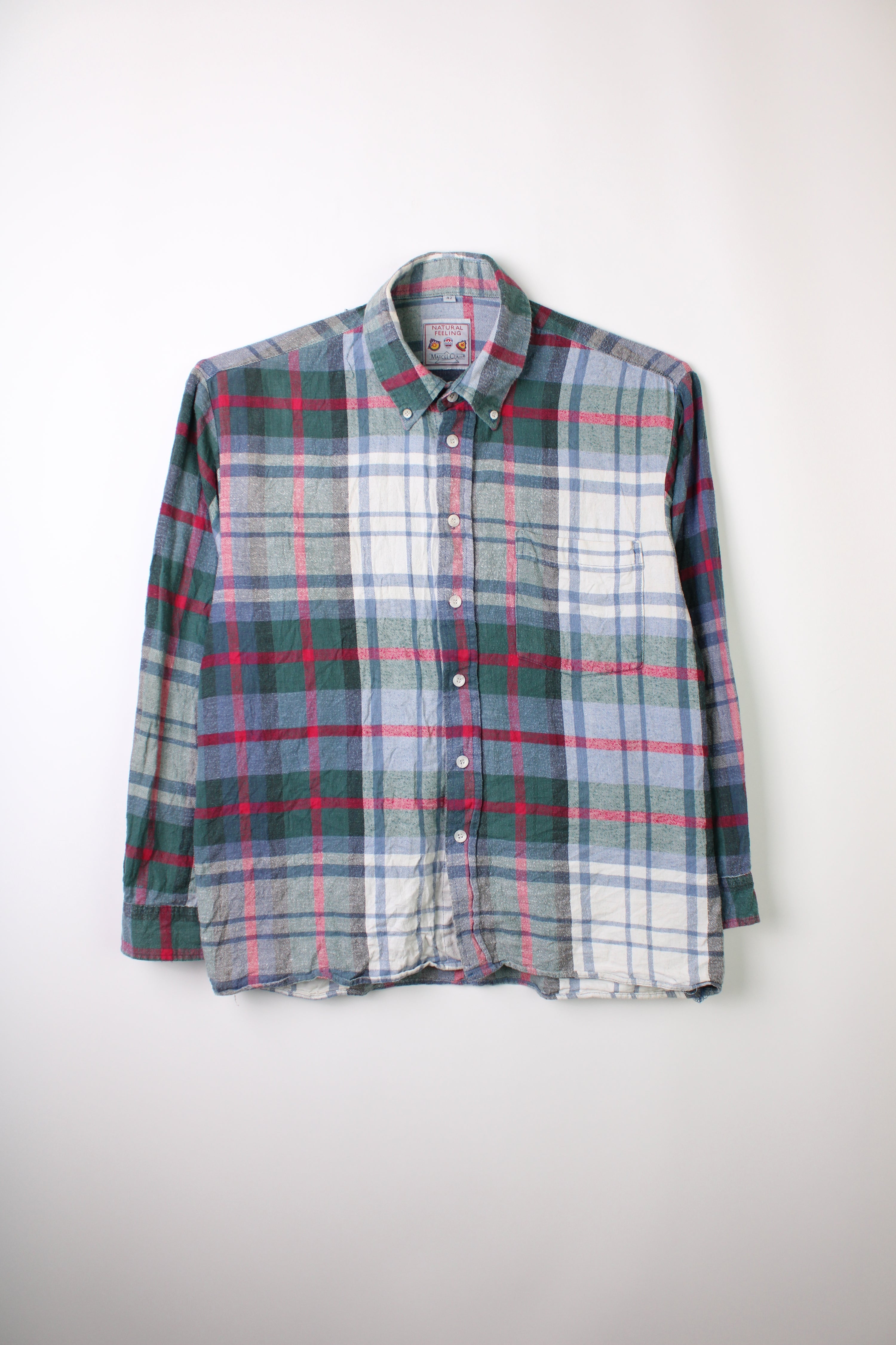 VINTAGE FLANNEL TARTAN PLAID SHIRT MULTICOLOR CHECK - M/L