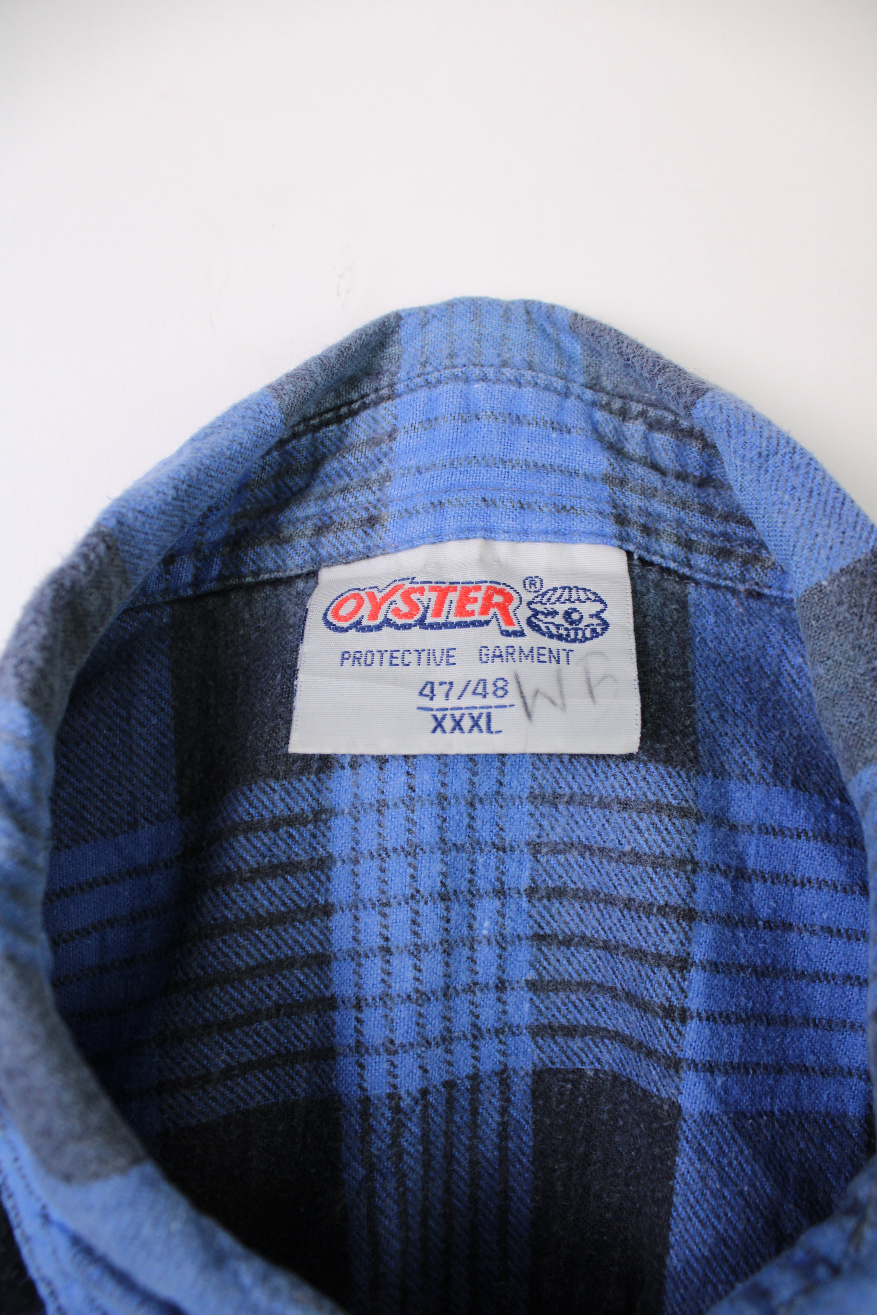 VINTAGE FLANNEL TARTAN PLAID SHIRT BLUE CHECK - XXXL