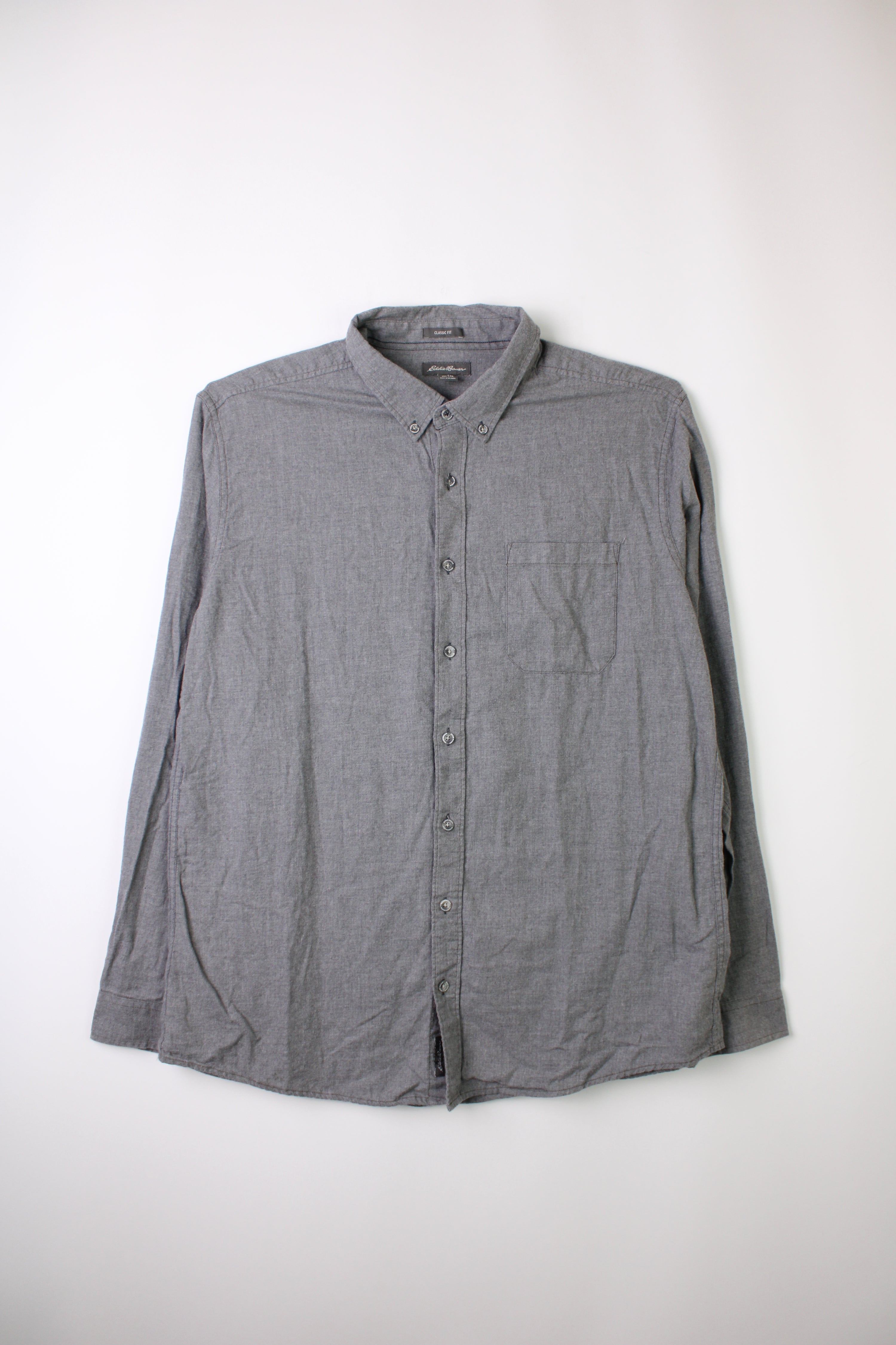 EDDIE BAUER VINTAGE FLANNEL PLAID SHIRT GREY - XL