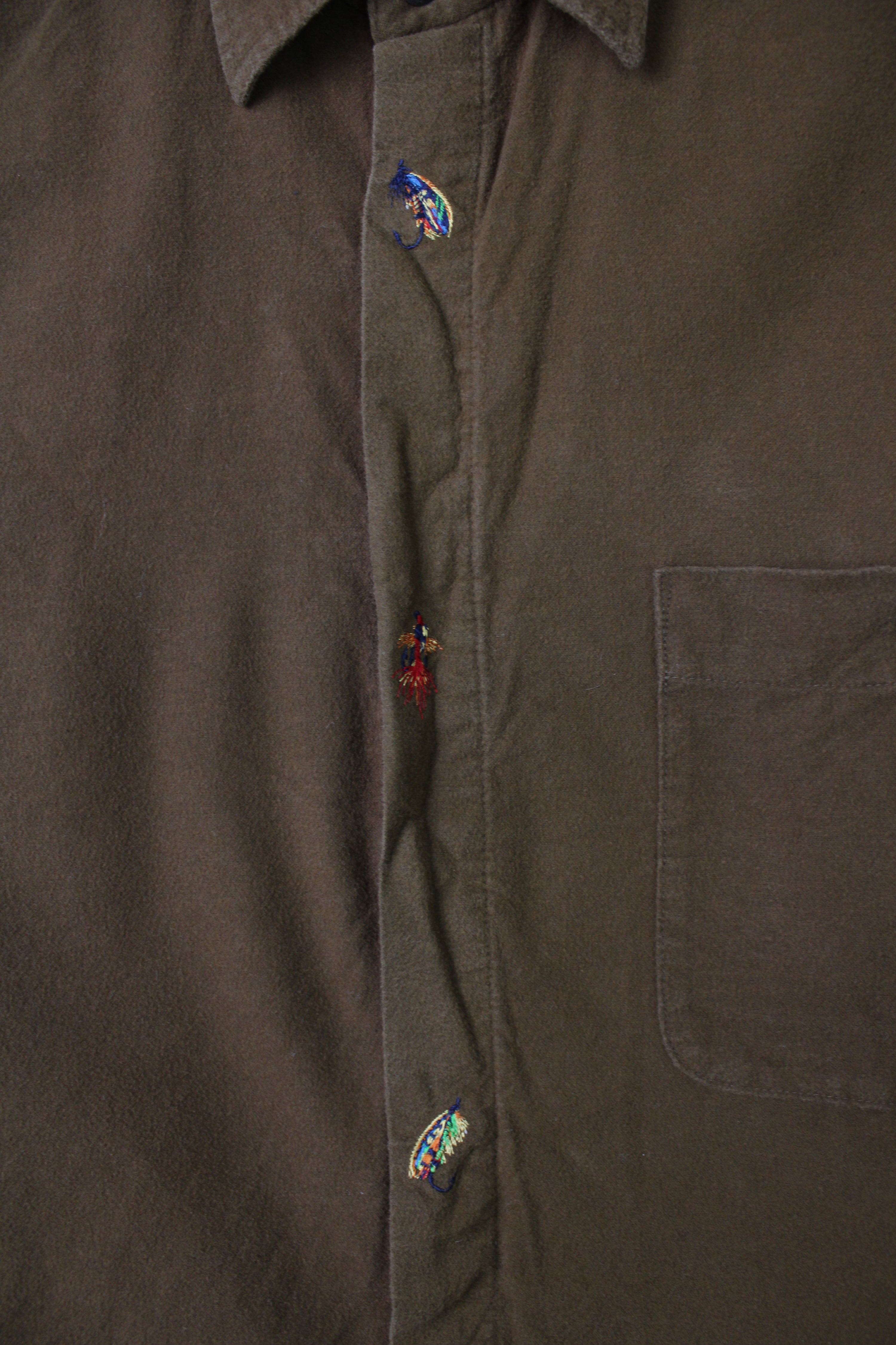 VINTAGE FLANNEL PLAID SHIRT BROWN - M