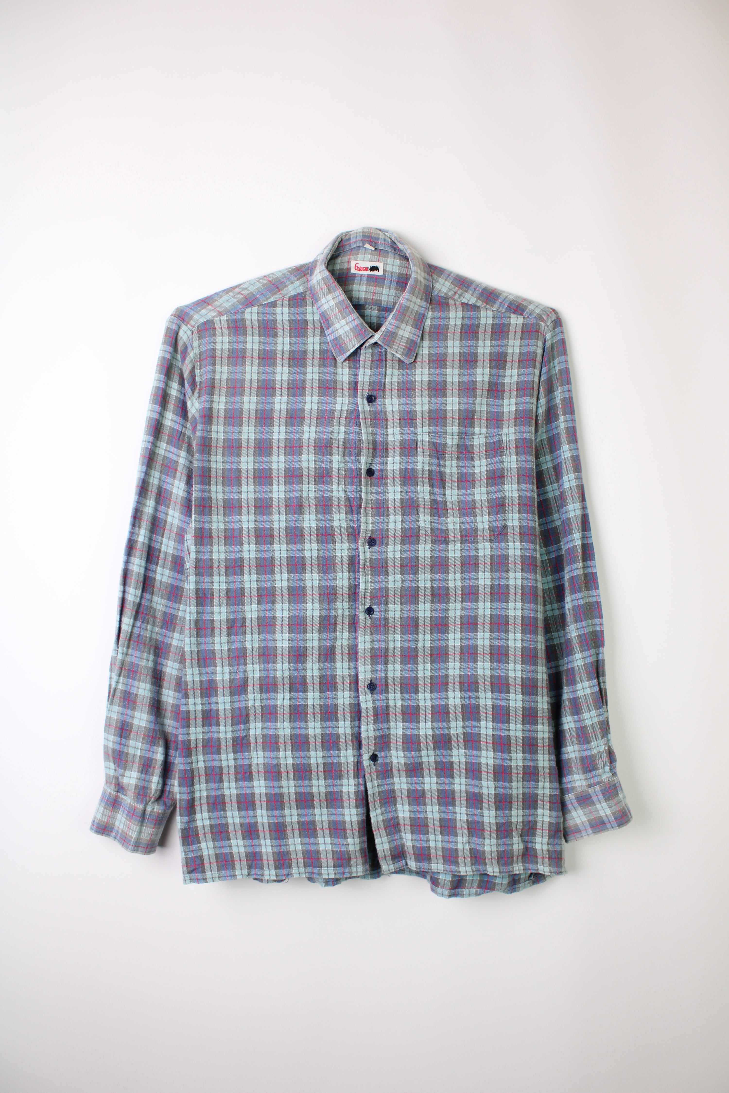 VINTAGE FLANNEL TARTAN PLAID SHIRT MULTICOLOR CHECK - L/XL