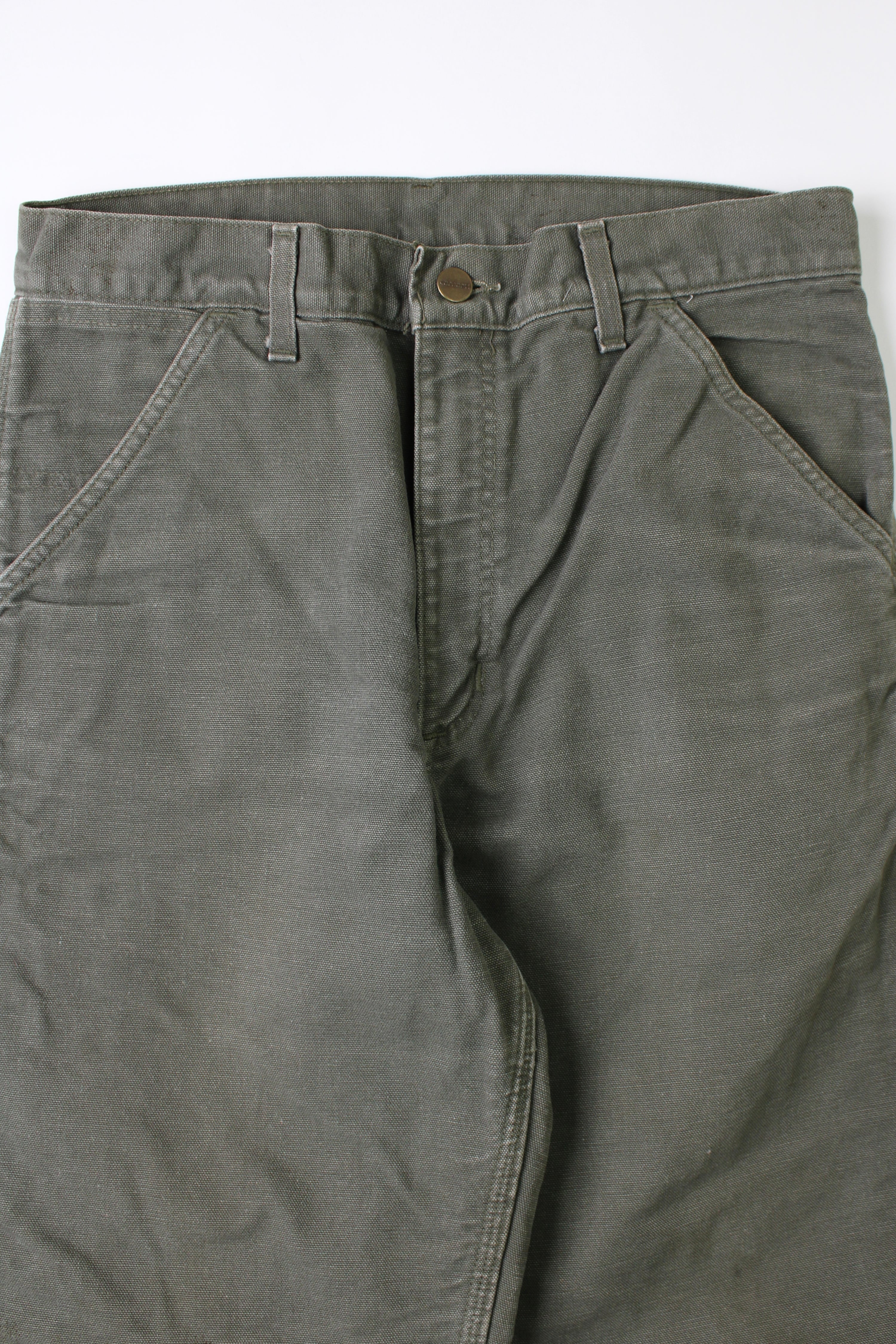 CARHARTT SINGLE KNEE FLEECE LINED PANTS GREEN MADE IN USA - 31X32