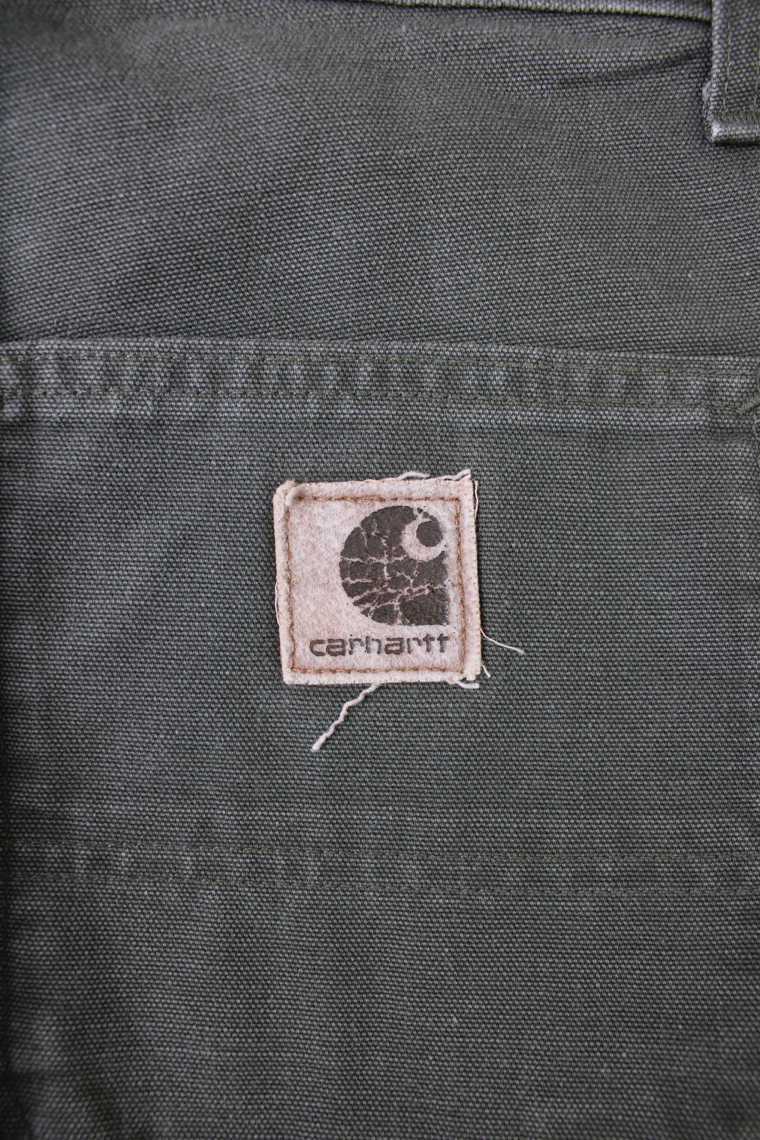 CARHARTT SINGLE KNEE FLEECE LINED PANTS GREEN MADE IN USA - 31X32