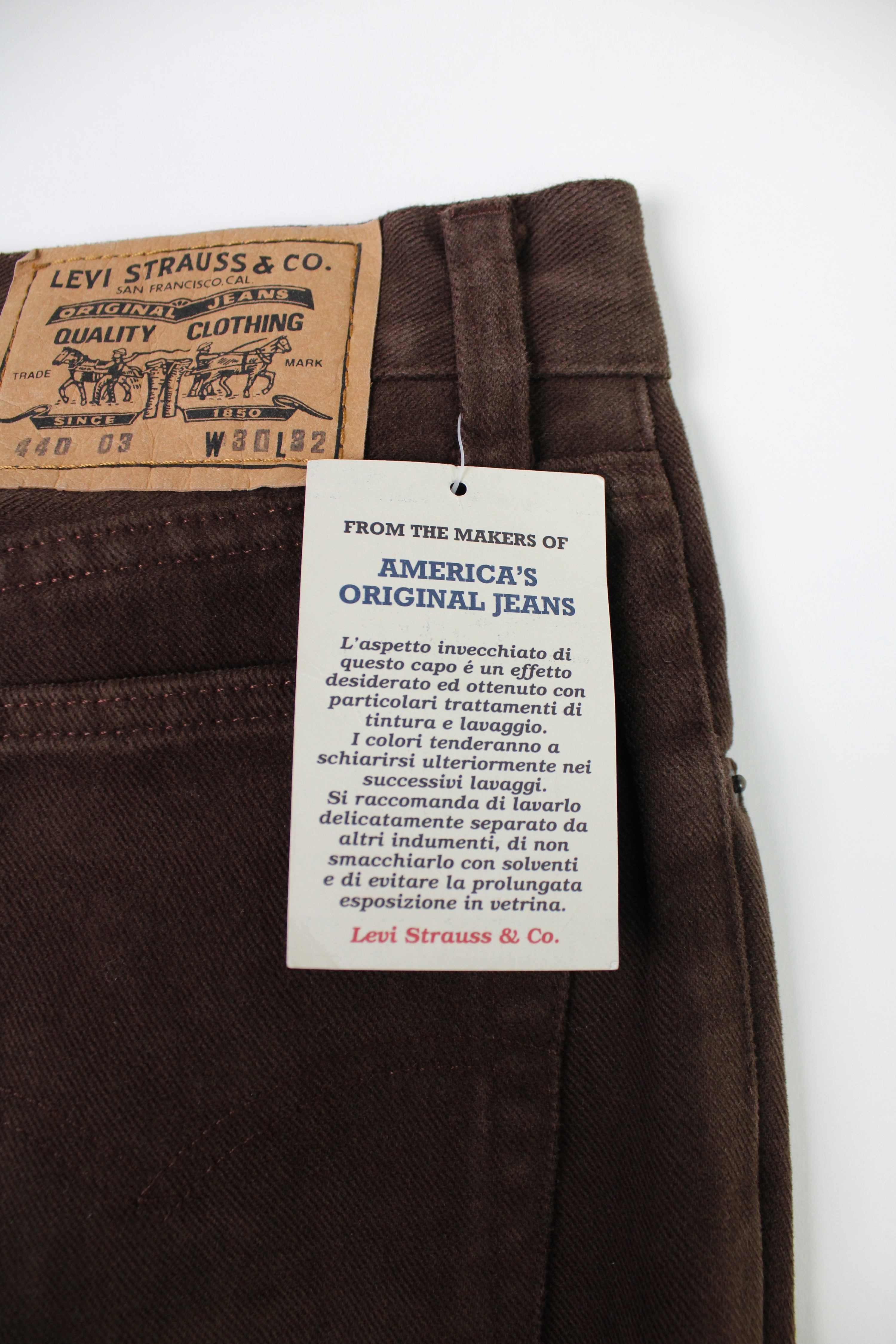 LEVIS 440 COTTON PANTS BROWN MADE IN ITALY