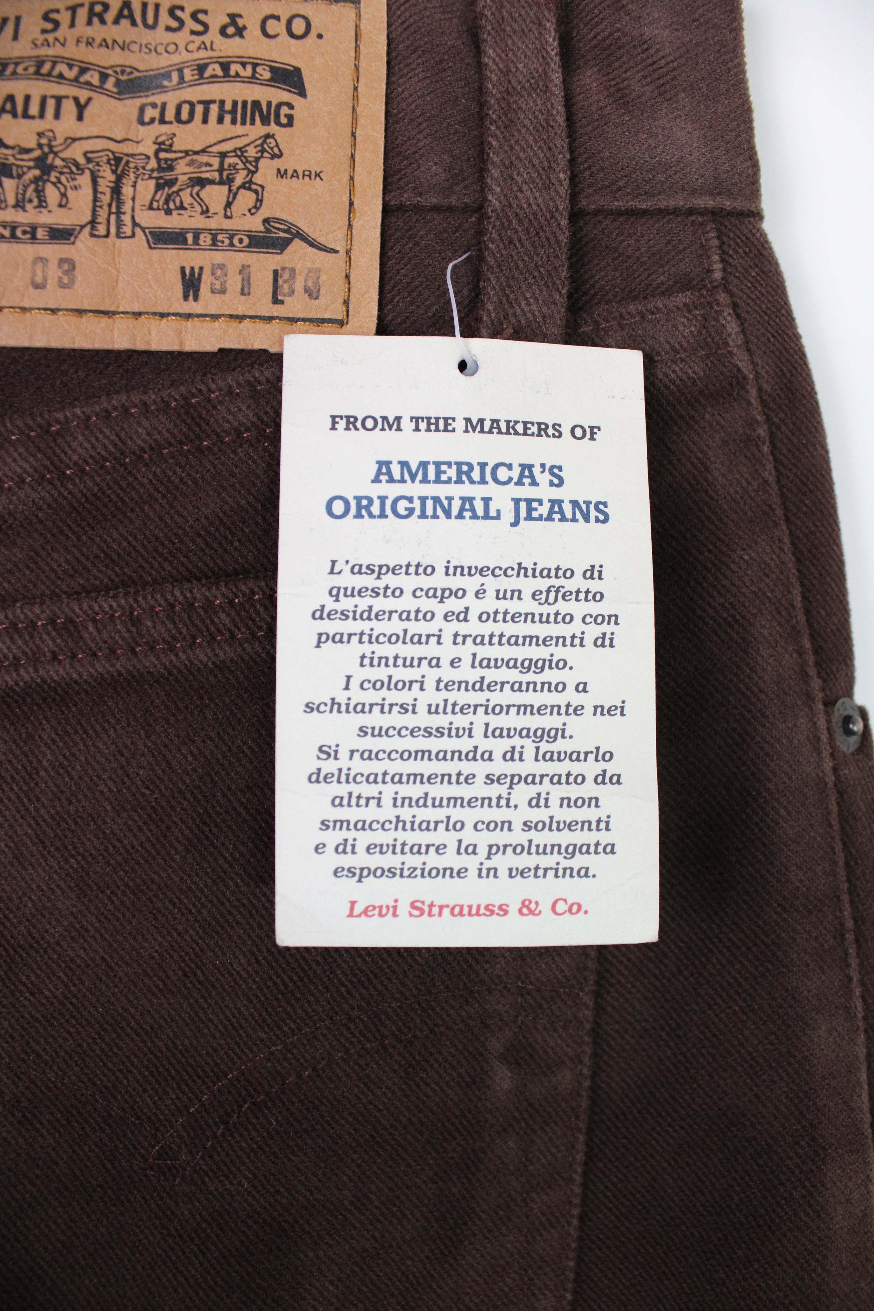 LEVIS 440 COTTON PANTS BROWN MADE IN ITALY