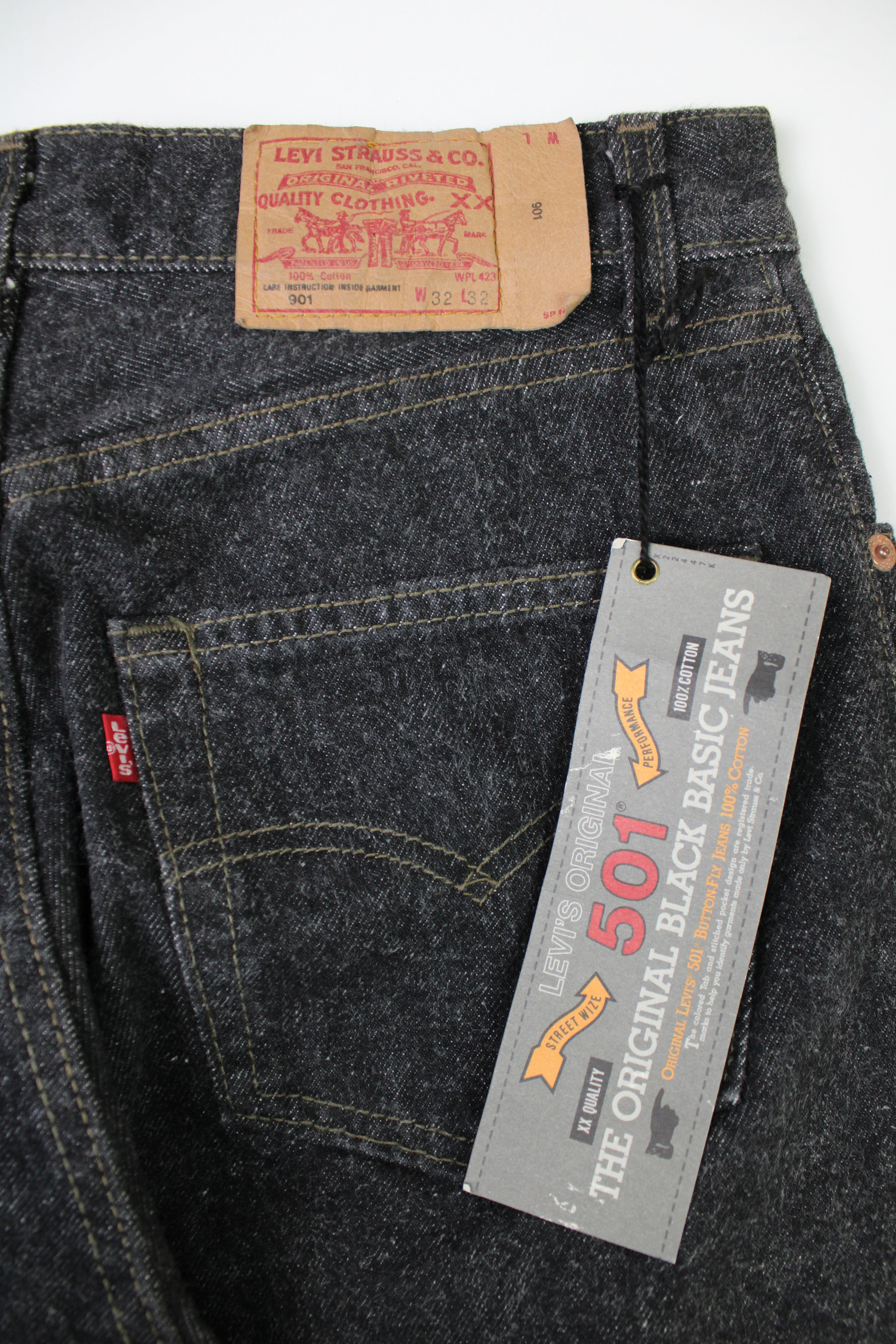 LEVIS 501 901 JEANS 501 BLACK DENIM MADE IN USA - W32