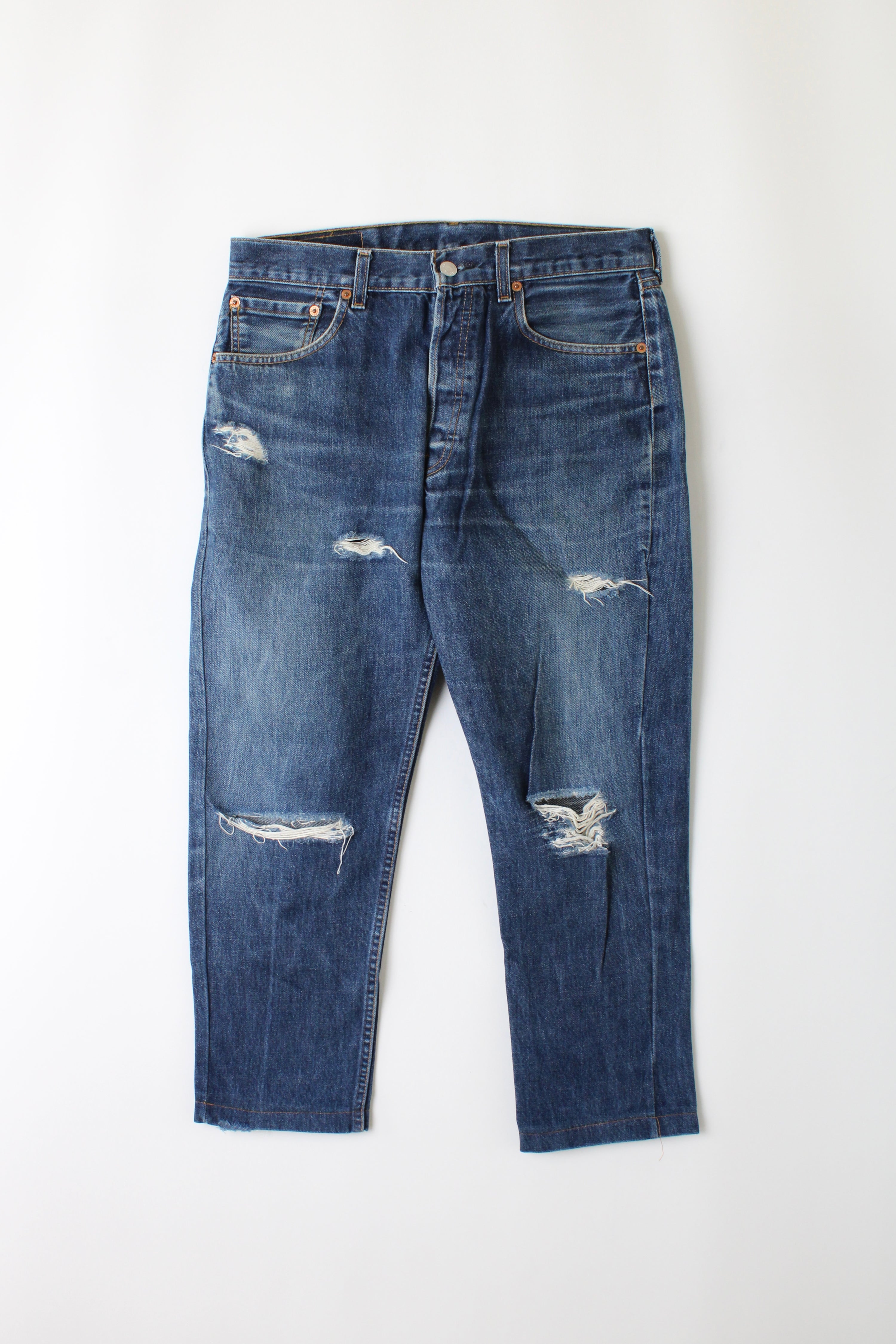 LEVIS 501 VINTAGE JEANS DISTRESSED BLUE - W33