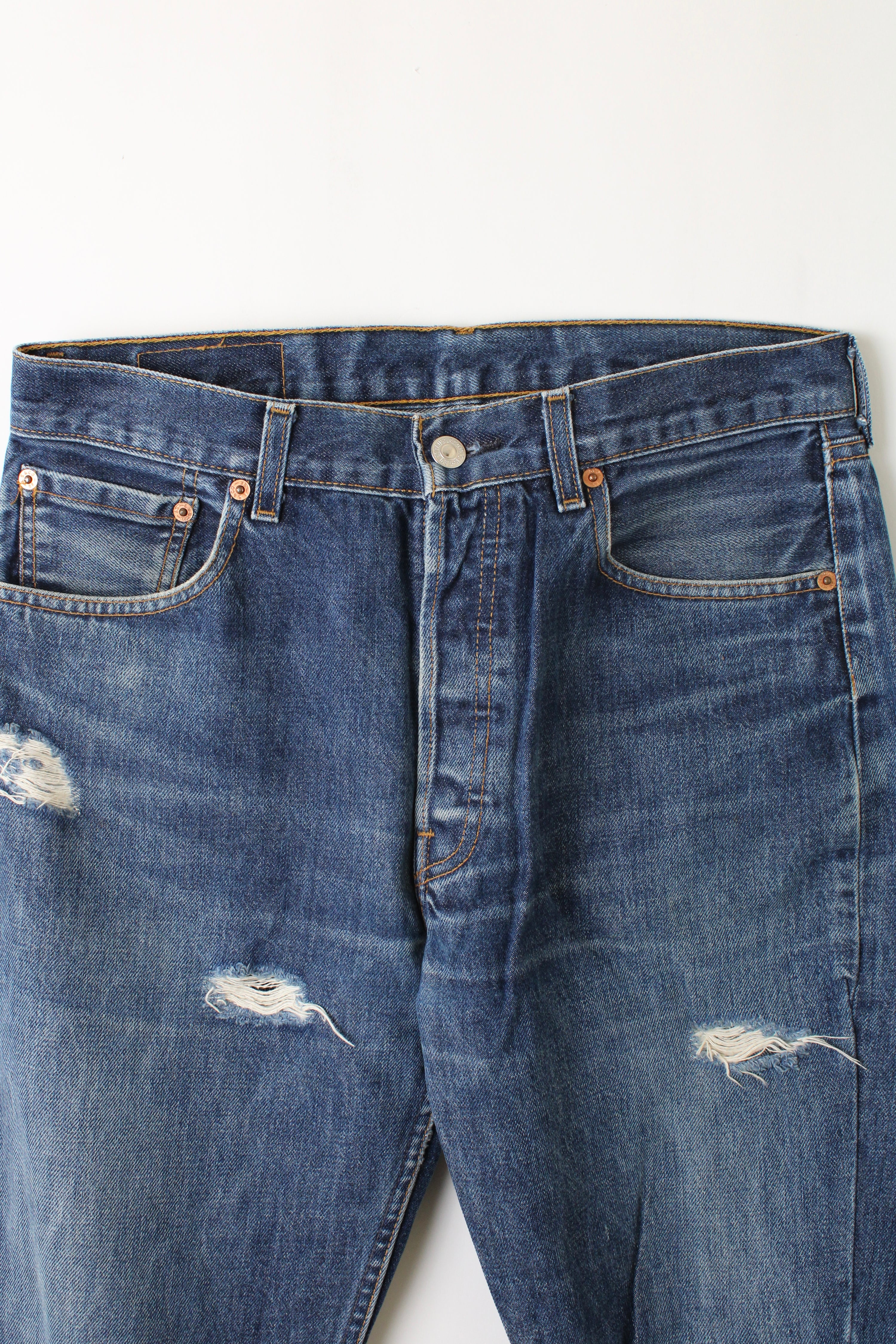 LEVIS 501 VINTAGE JEANS DISTRESSED BLUE - W33