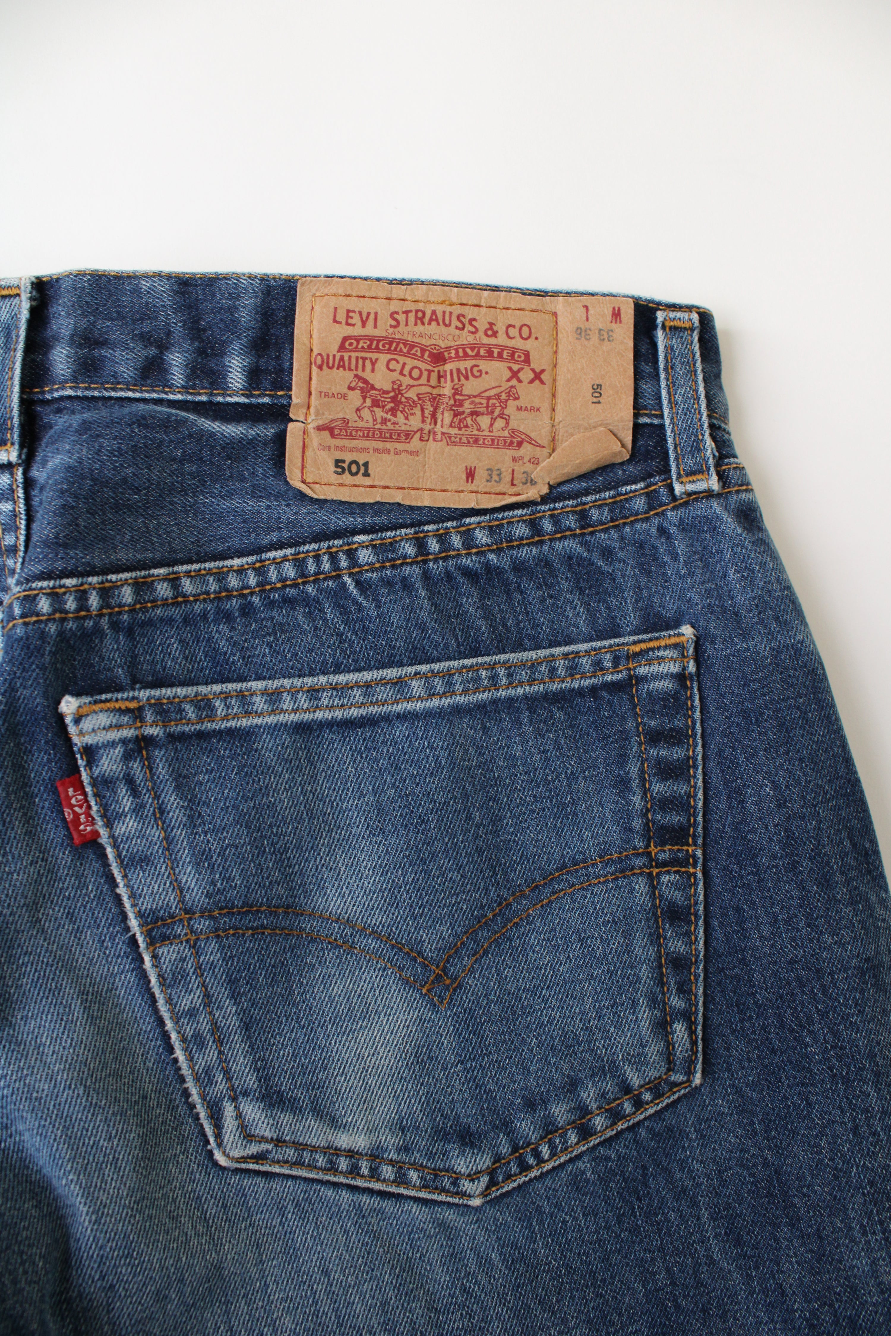 LEVIS 501 VINTAGE JEANS DISTRESSED BLUE - W33