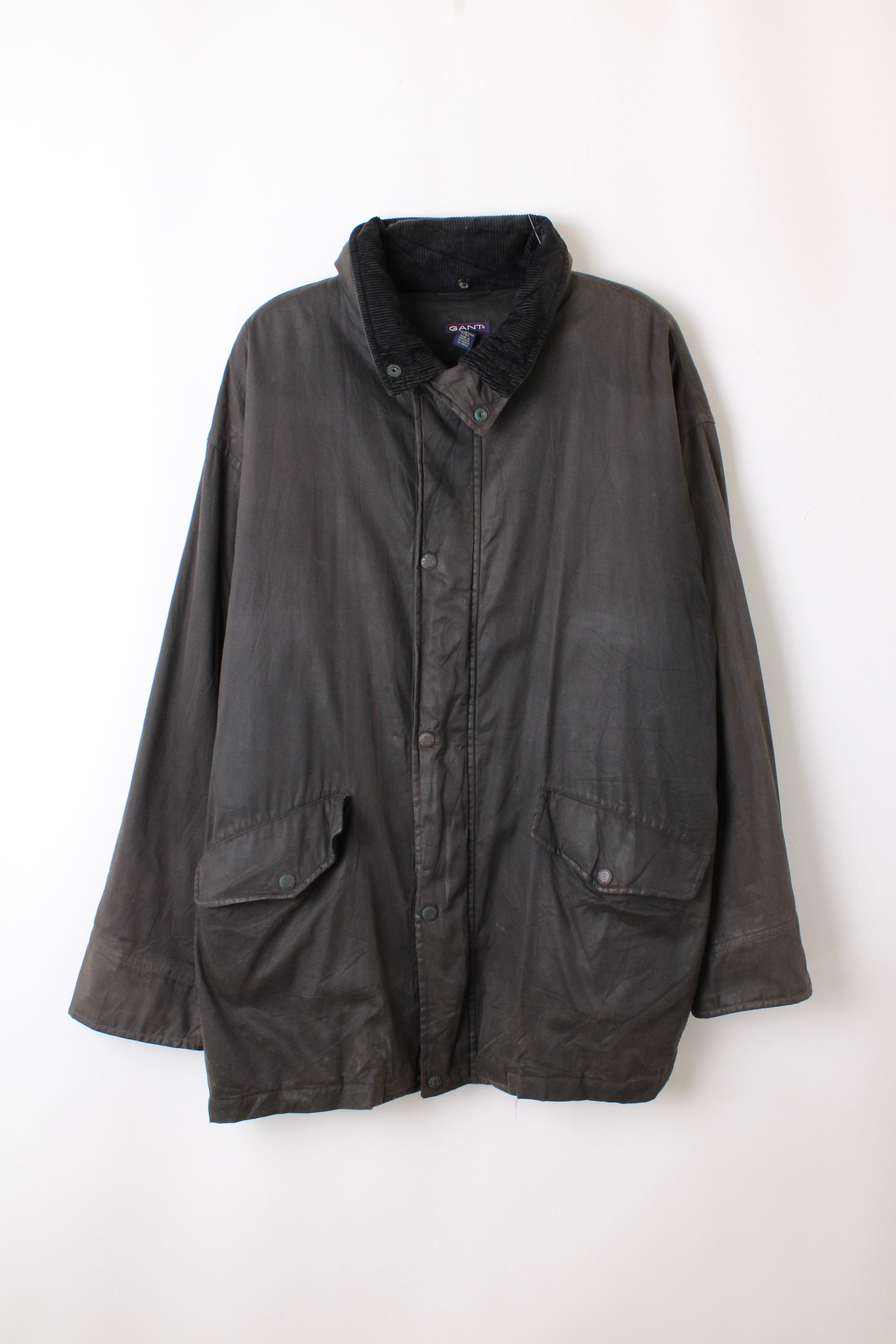 VINTAGE GANT WAXED JACKET BLACK - XXL