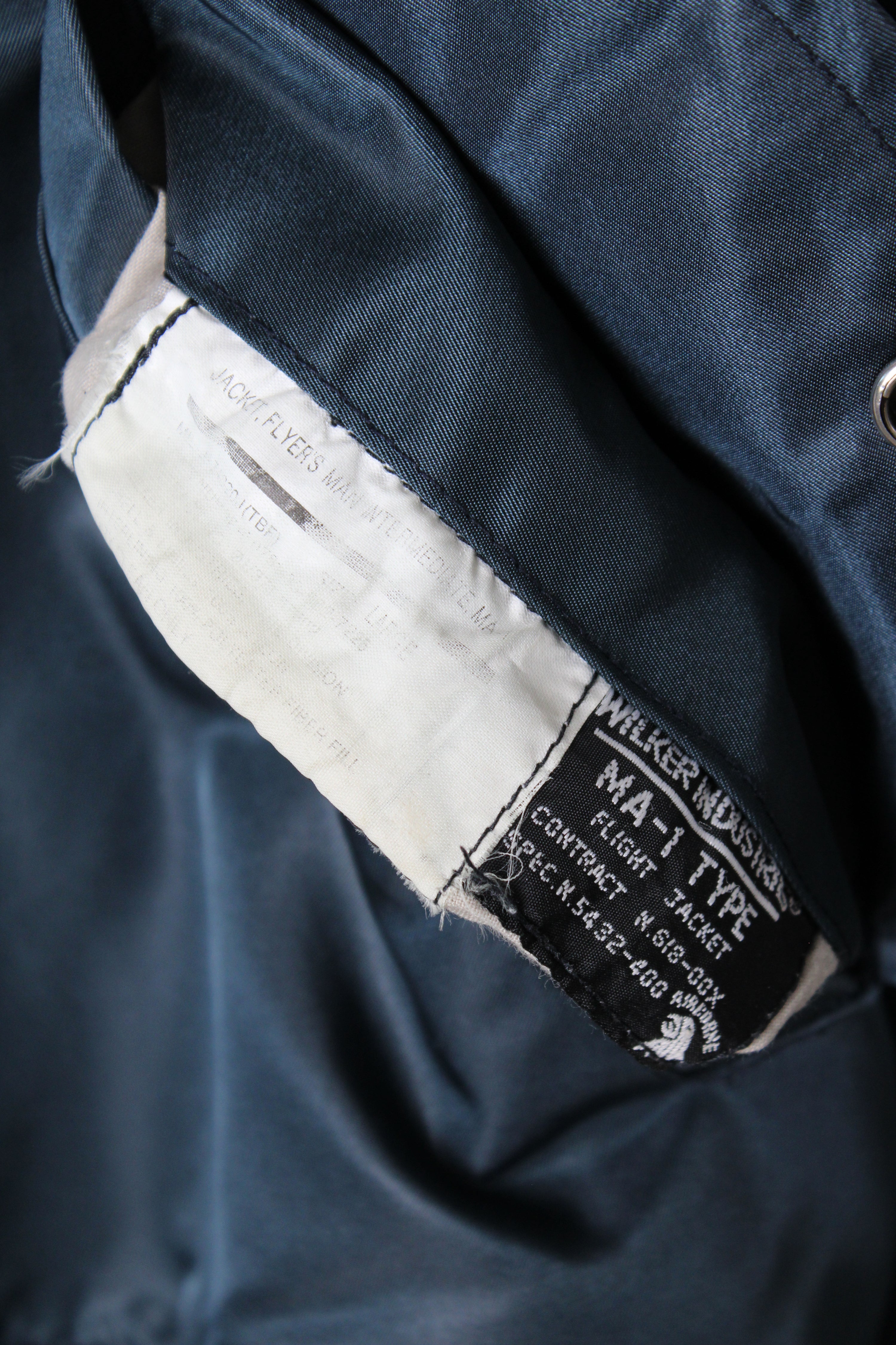 WILKER MA-1 BOMBER JACKET BLUE MADE IN USA - L