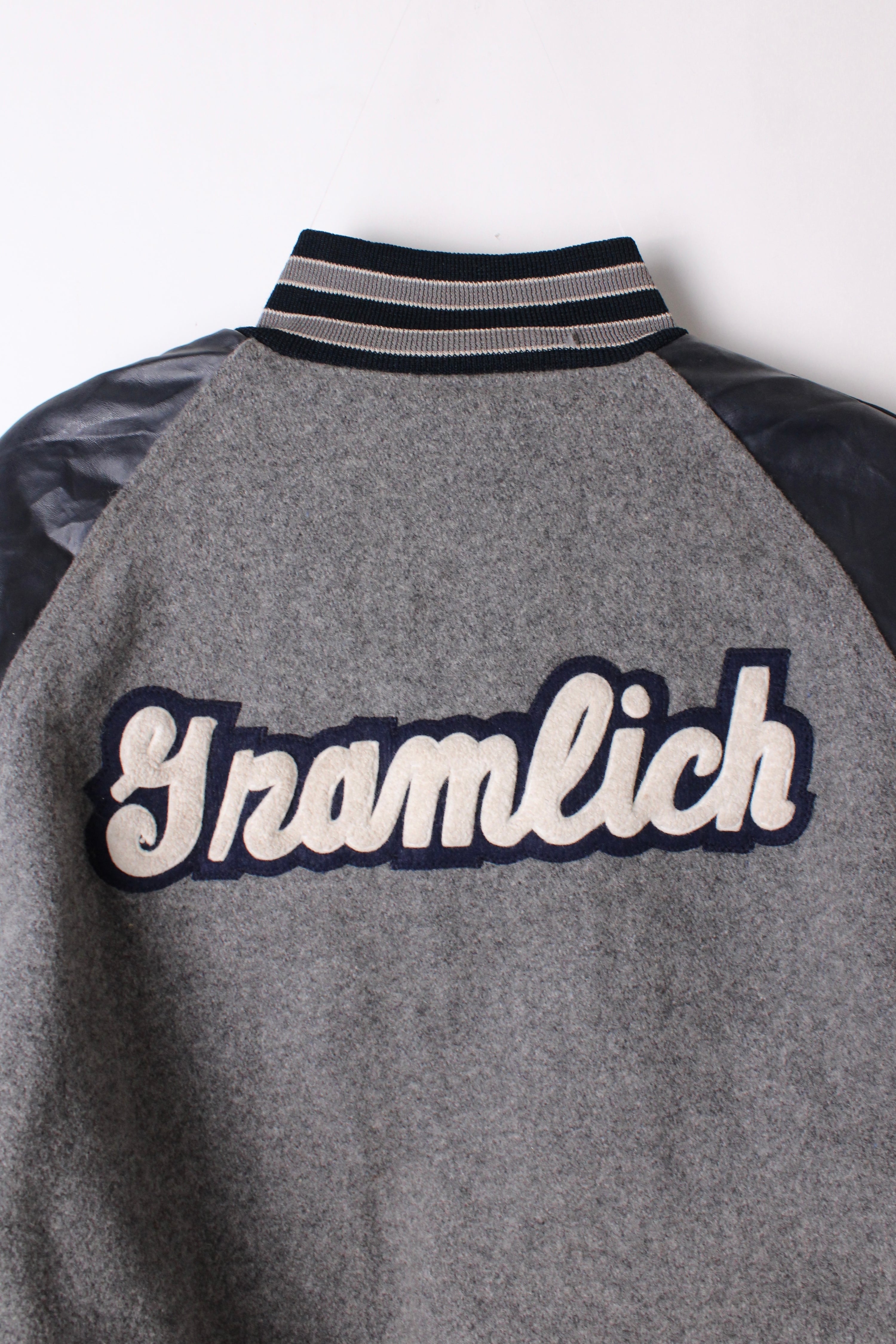 HOLLOWAY VINTAGE VARSITY JACKET MADE IN USA GRAY BLUE - M