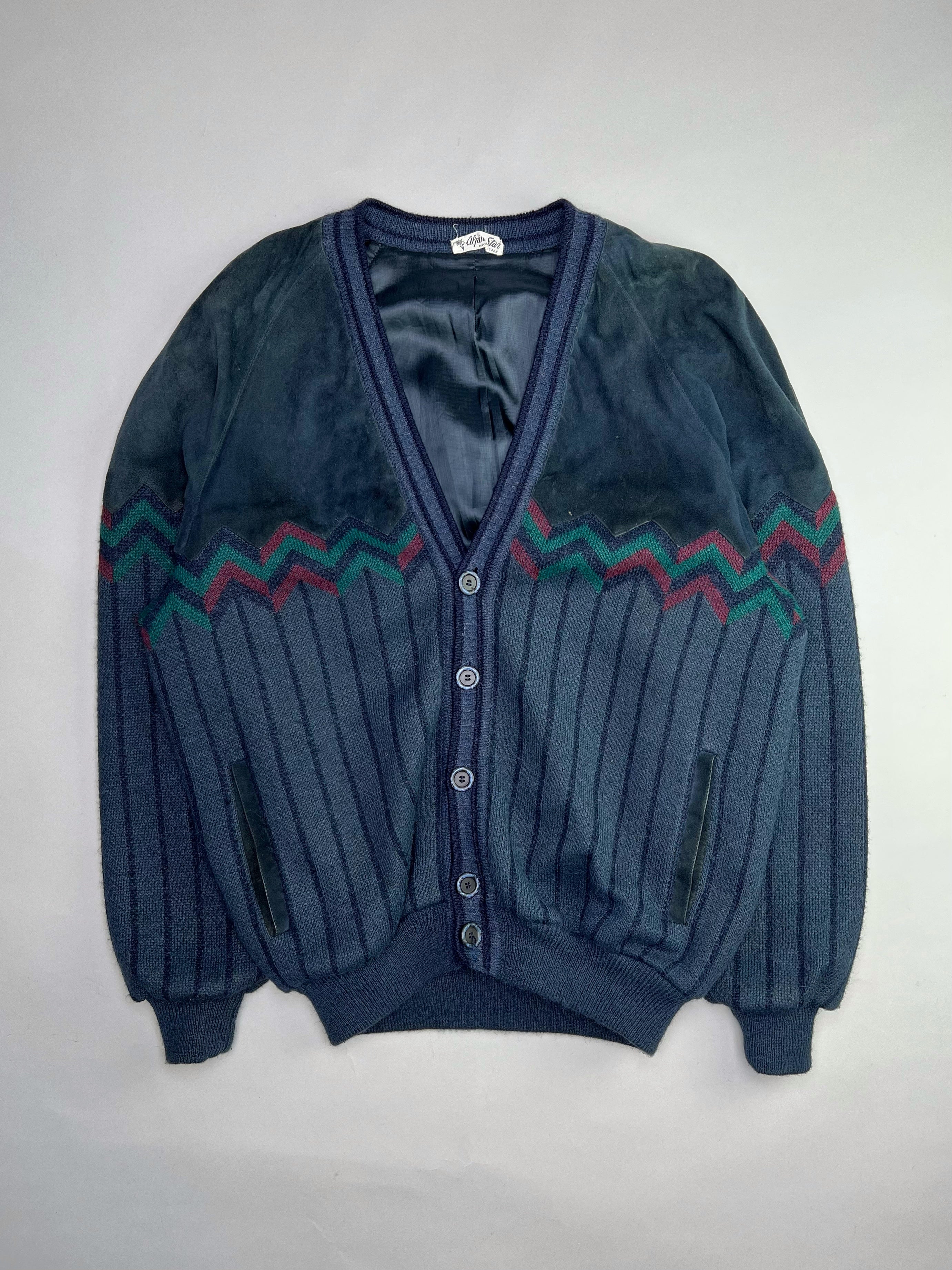 CARDIGAN WOOL SUEDE JACKET BLUE - XL/XXL