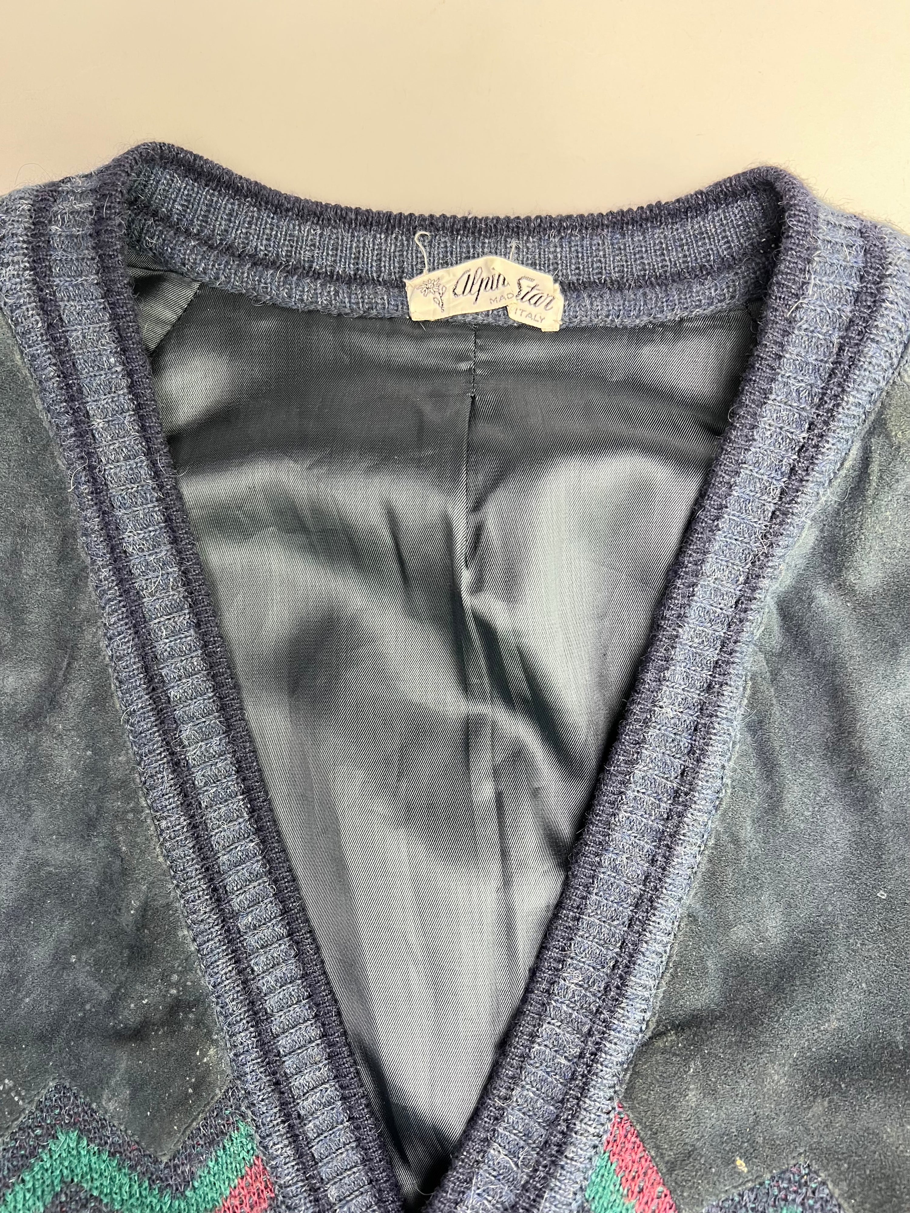 CARDIGAN WOOL SUEDE JACKET BLUE - XL/XXL