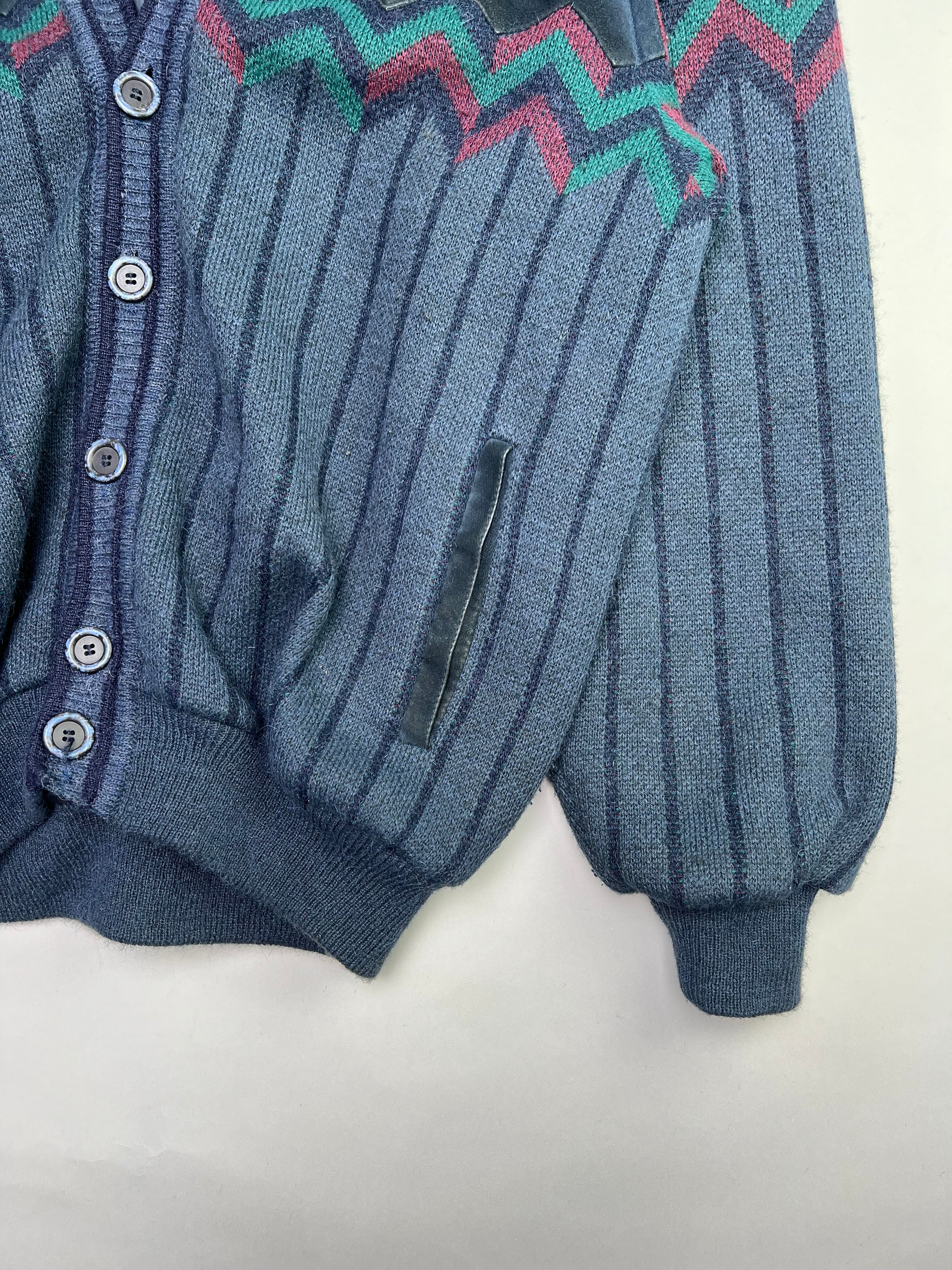 CARDIGAN WOOL SUEDE JACKET BLUE - XL/XXL