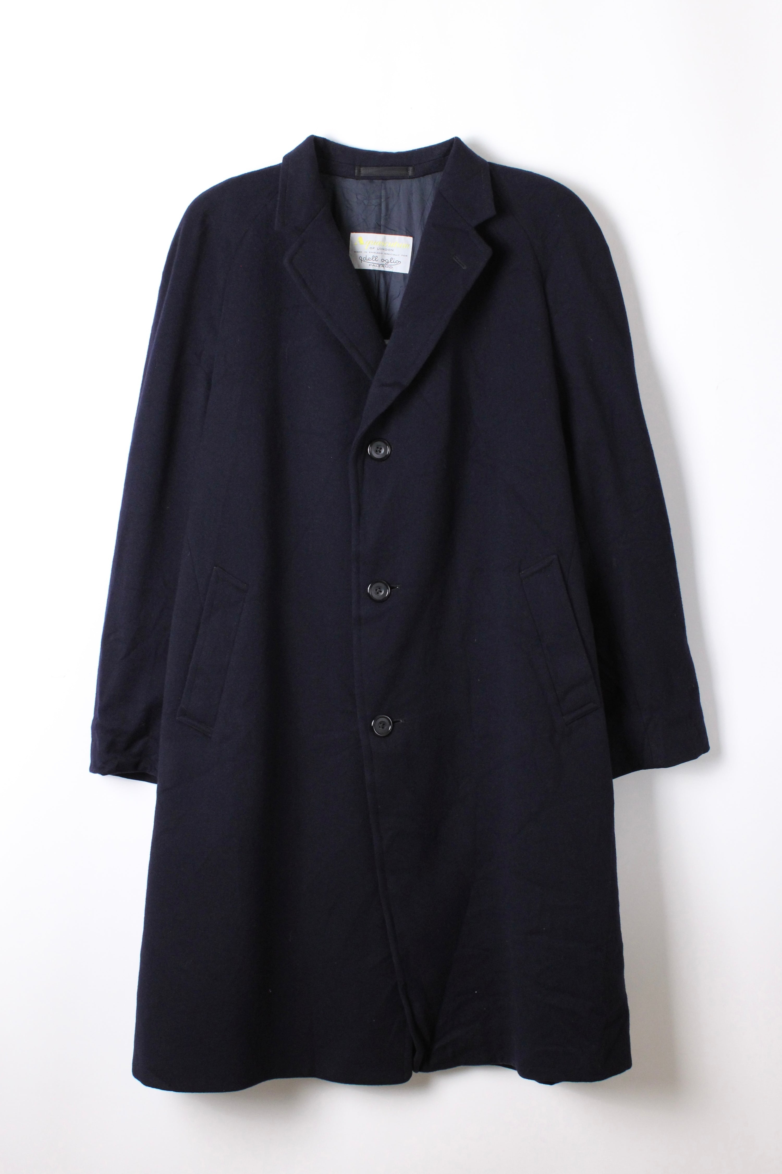 AQUASCUTUM VINTAGE WOOL COAT NAVY BLUE - L/XL