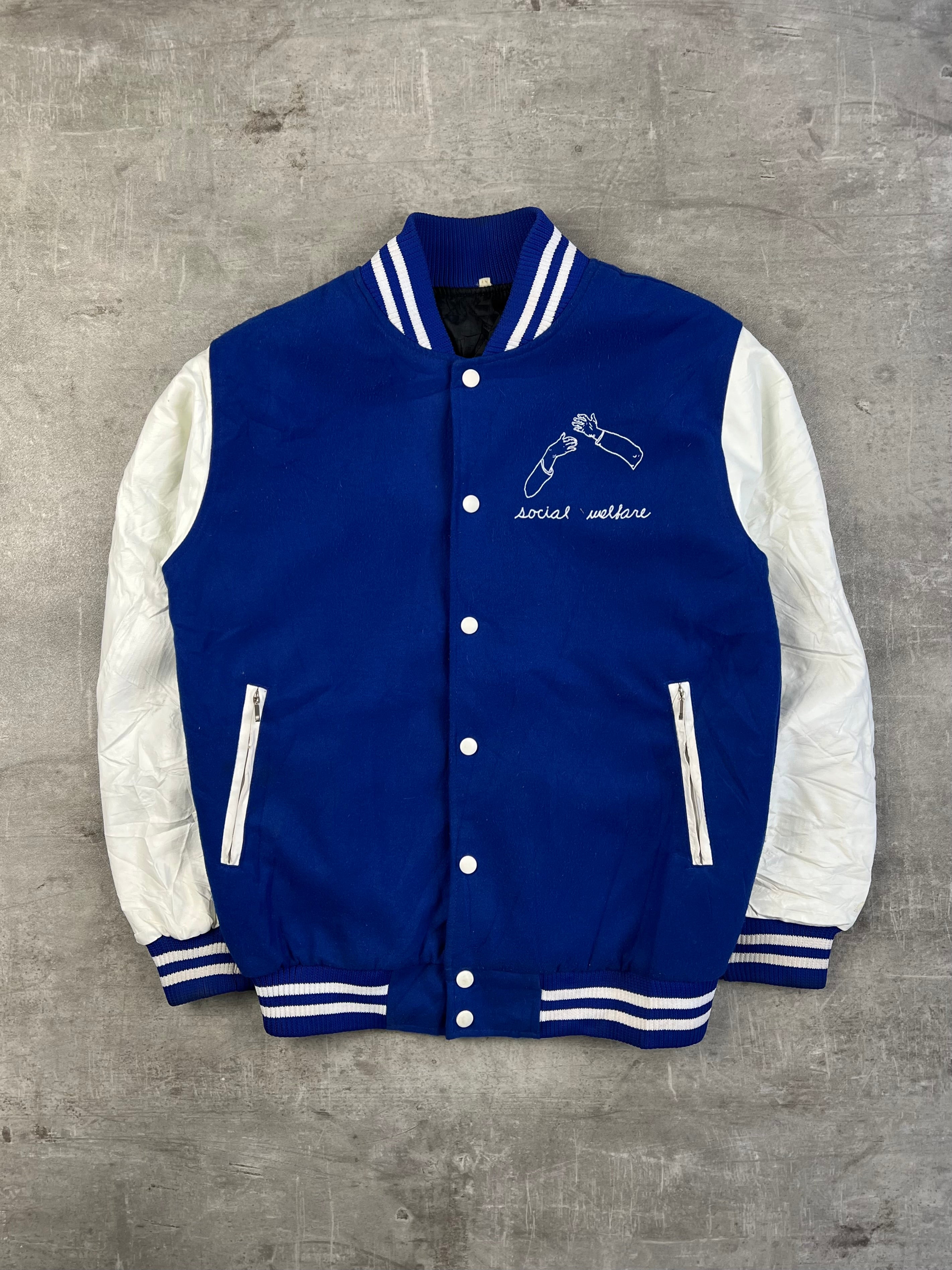 VARSITY JACKET SOCIAL WELFARE BLUE WHITE - M