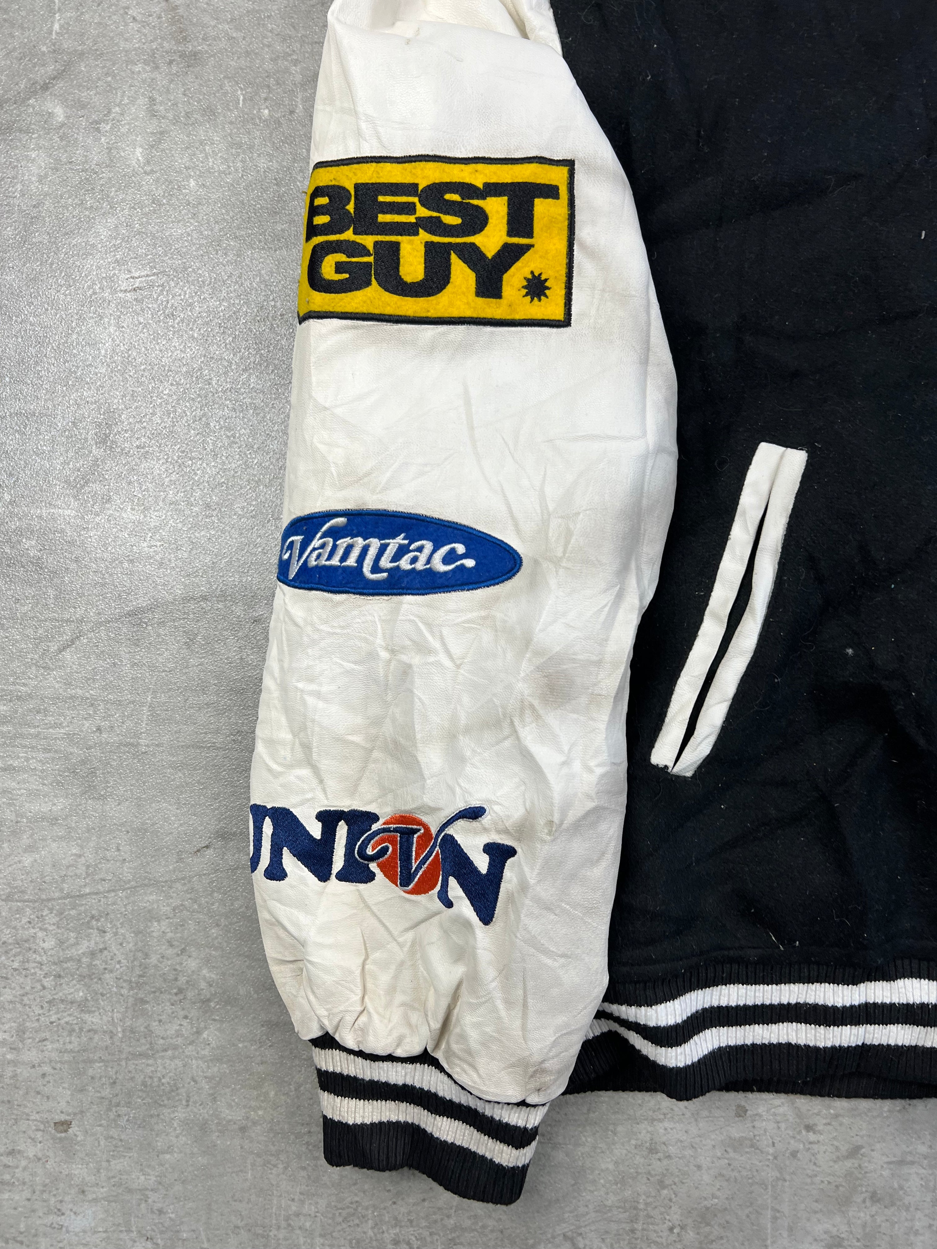 RACING VARSITY JACKET BLACK WHITE - M/L