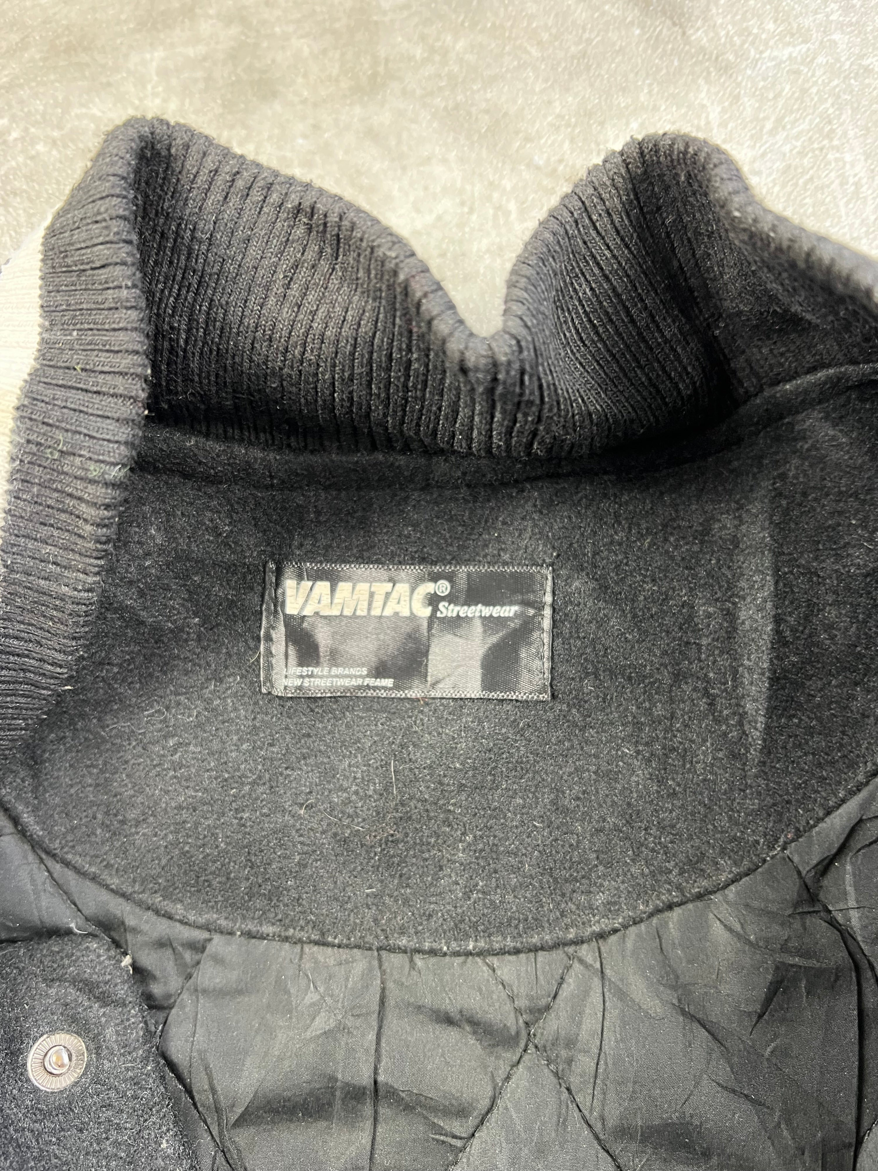 RACING VARSITY JACKET BLACK WHITE - M/L