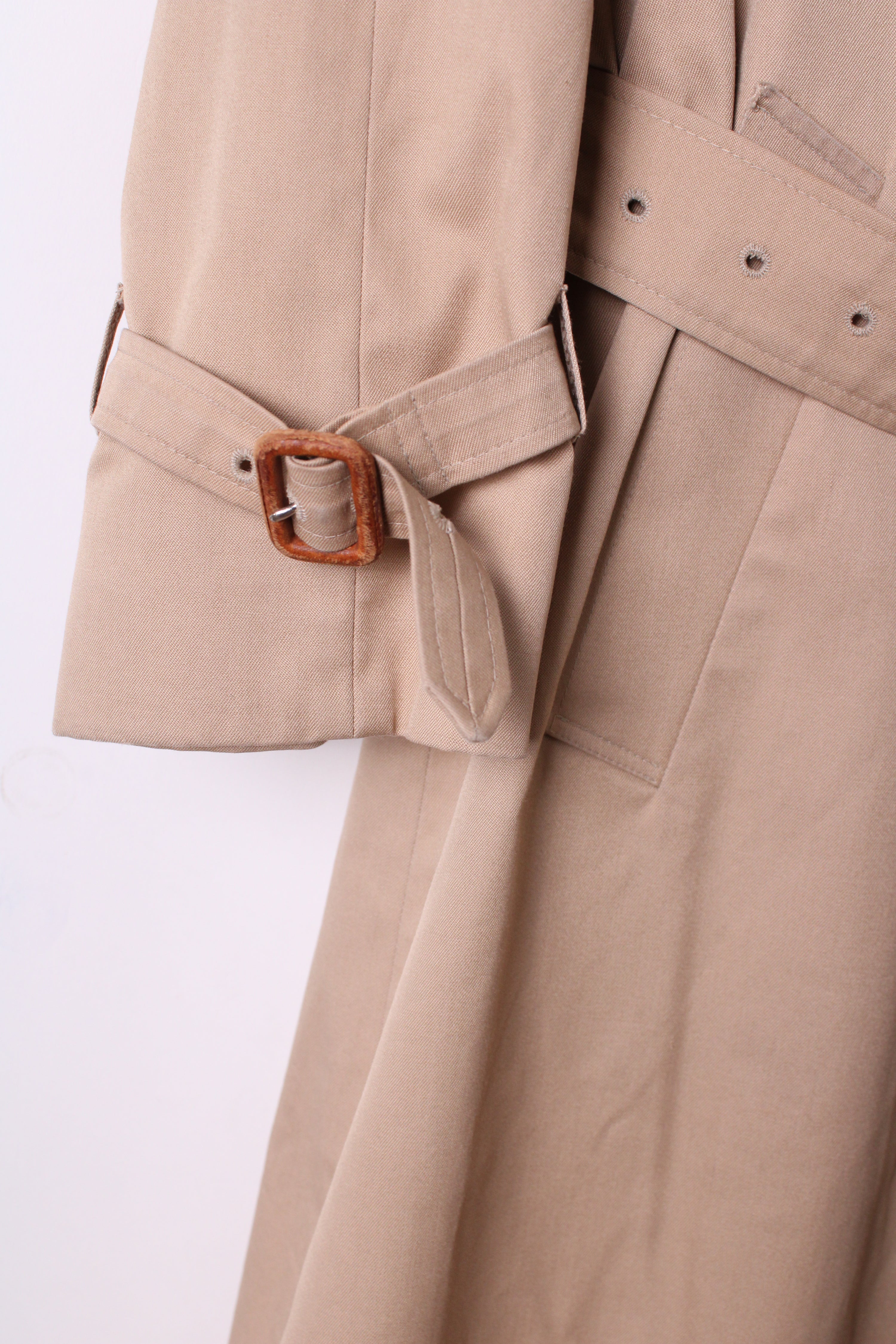 AQUASCUTUM DOUBLE BREAST TRENCH COAT BEIGE WOOL LINING - XS/S
