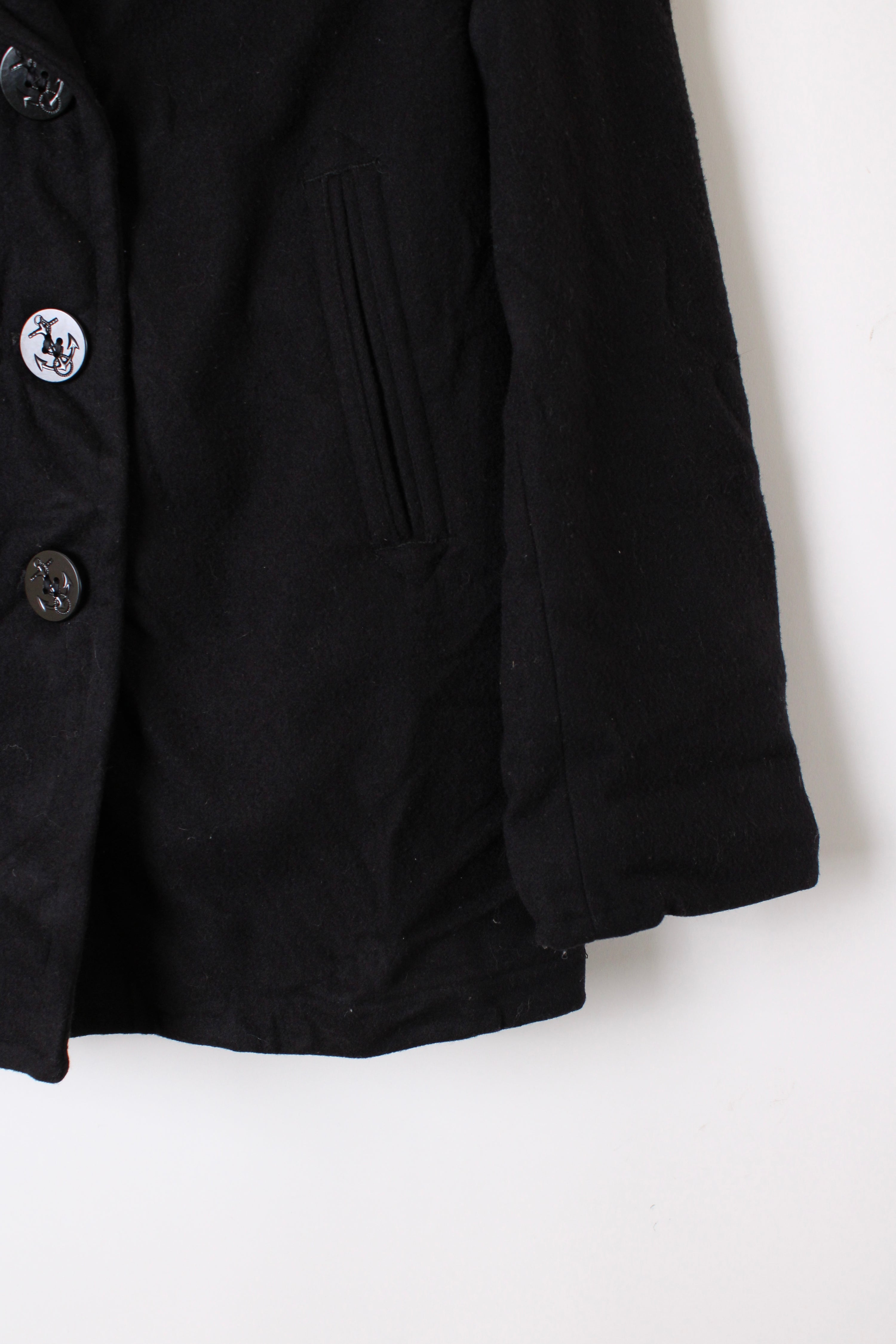 US NAVY VINTAGE PEA COAT NAVY BLUE - XS/S