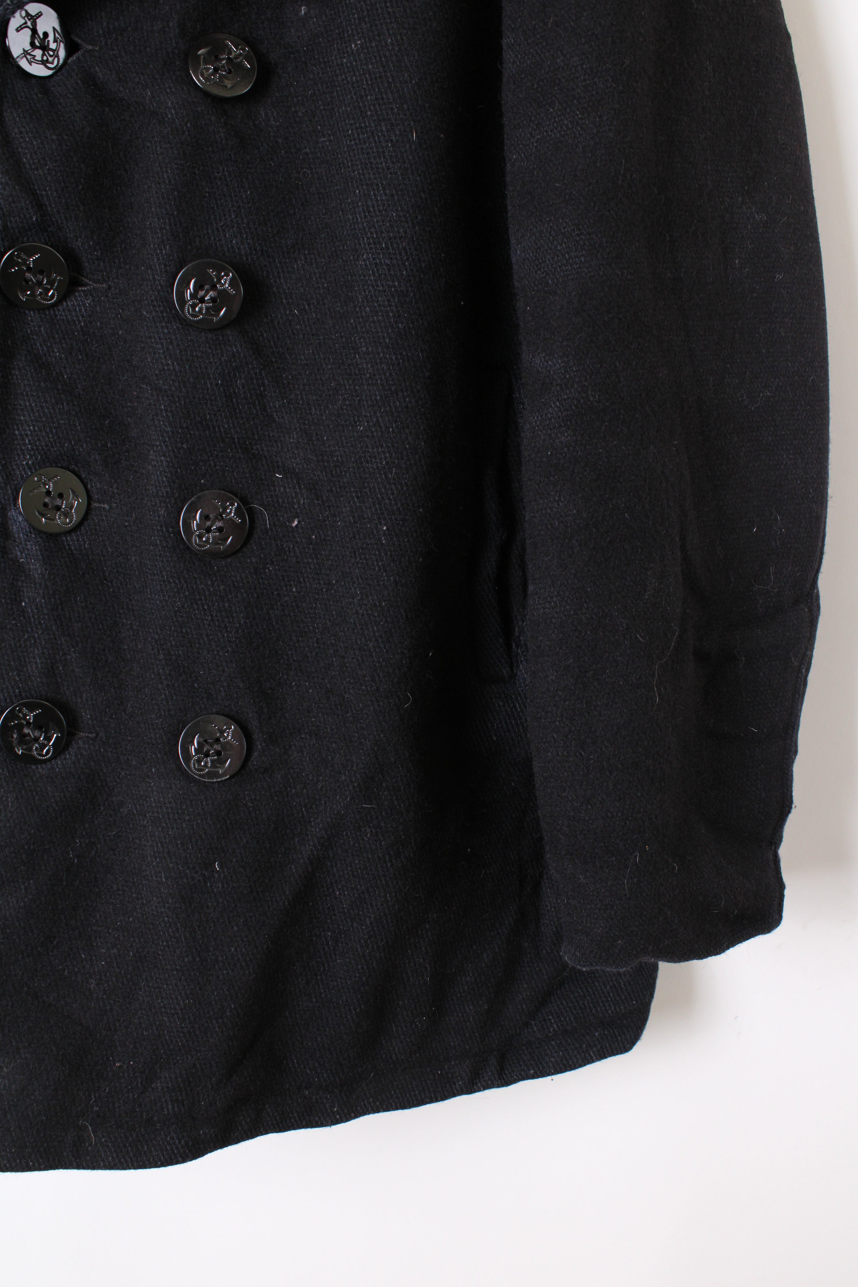 US NAVY VINTAGE SCHOTT PEA COAT NAVY BLUE - L/XL