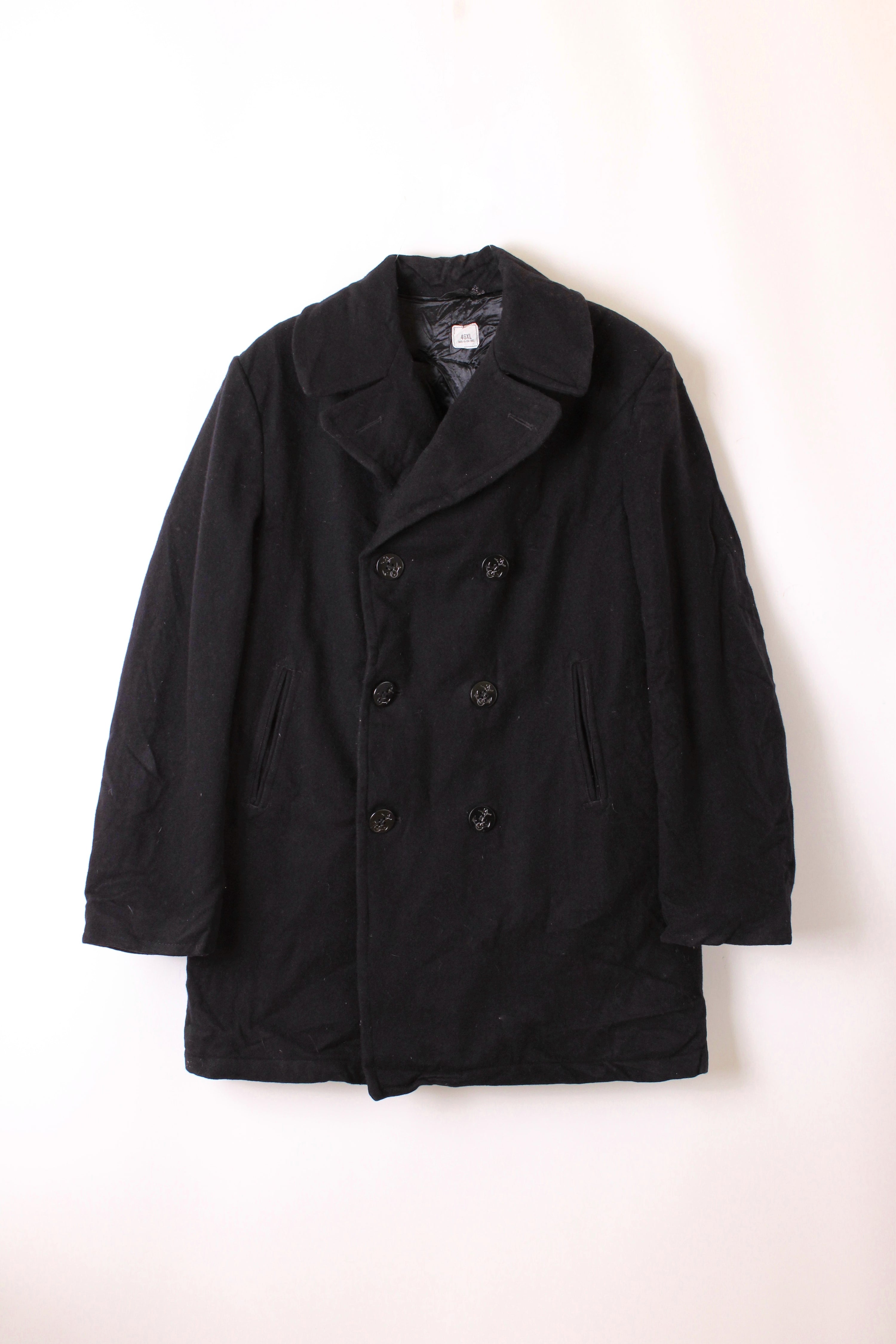 US NAVY VINTAGE PEA COAT NAVY BLUE - XL
