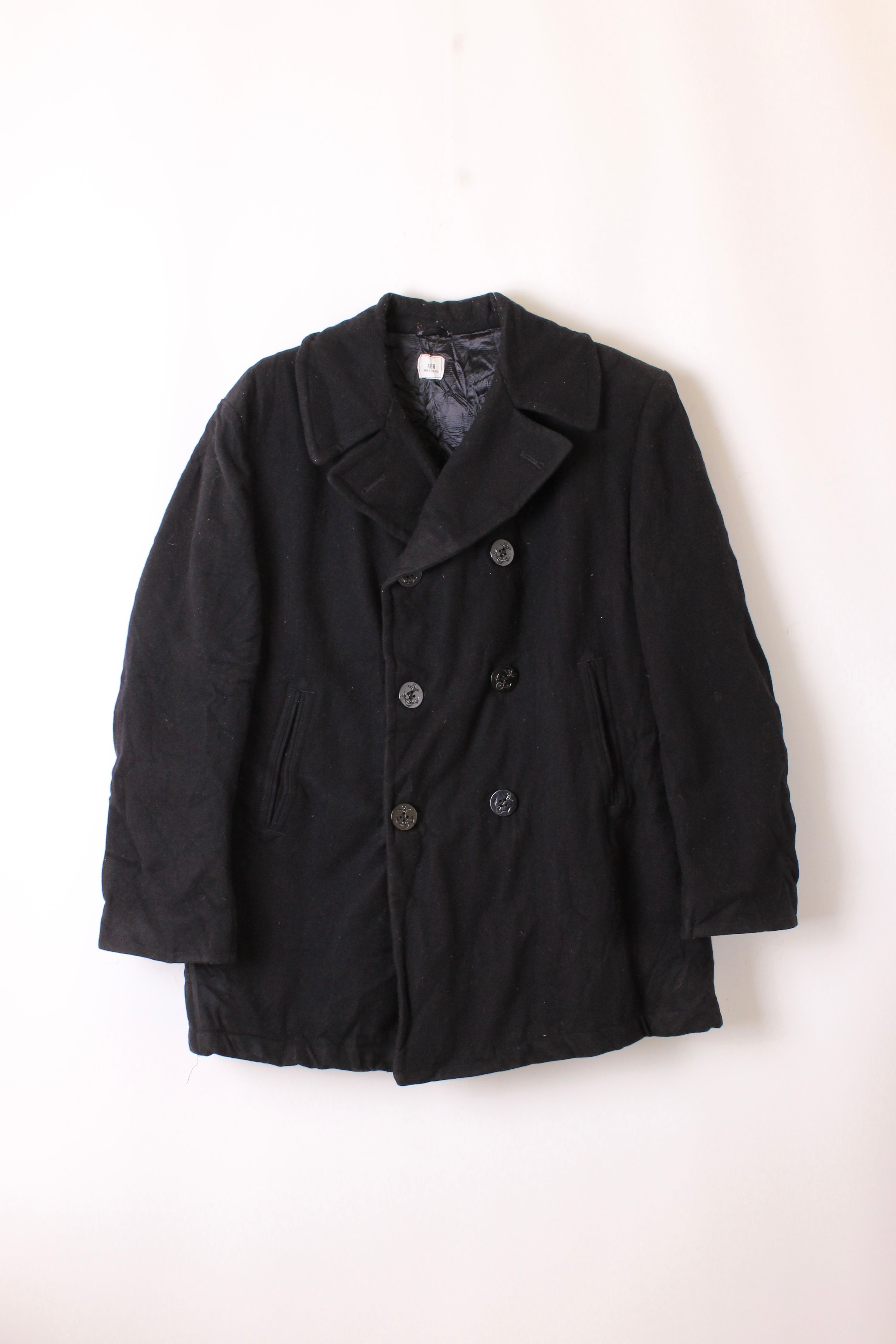 US NAVY VINTAGE PEA COAT NAVY BLUE - L/XL